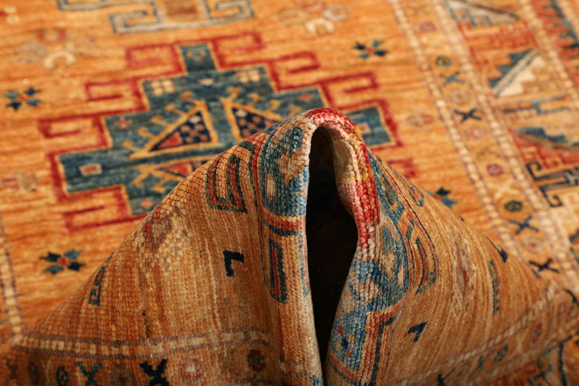 kazak-orientteppich-82-x-252cm-handgeknupft-geometrisch-wolle-6 Handgeknüpfter Kazak Orientteppich, 82 × 252 cm, Wolle