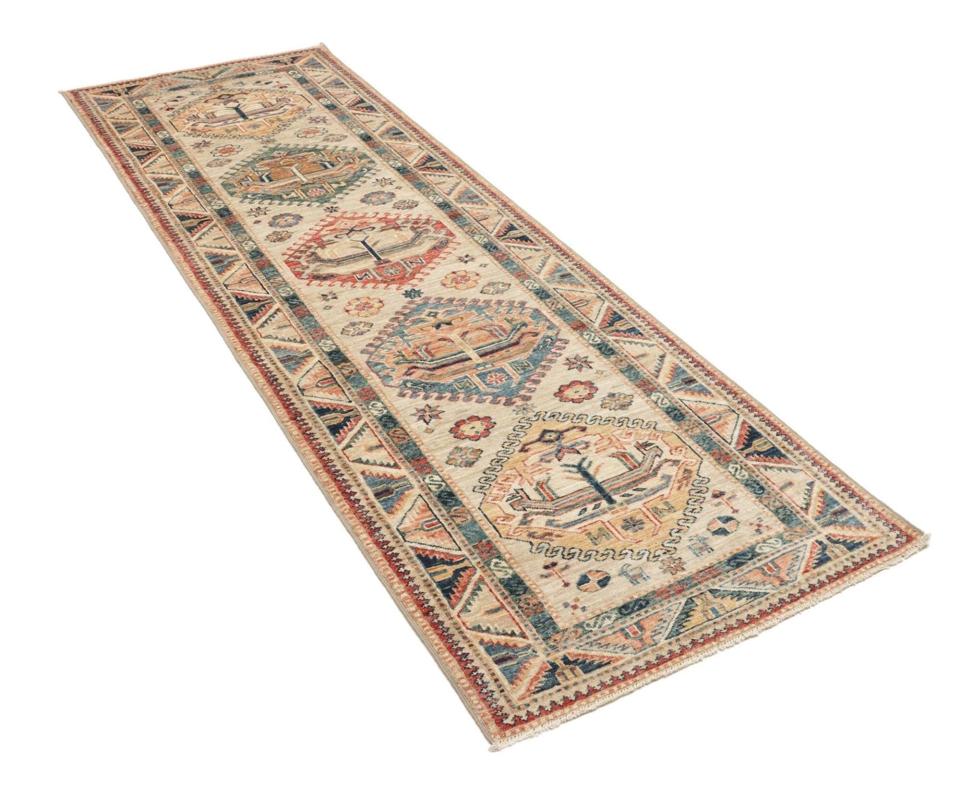Kazak Orientteppich 87 × 255 cm aus Wolle, handgeknüpft