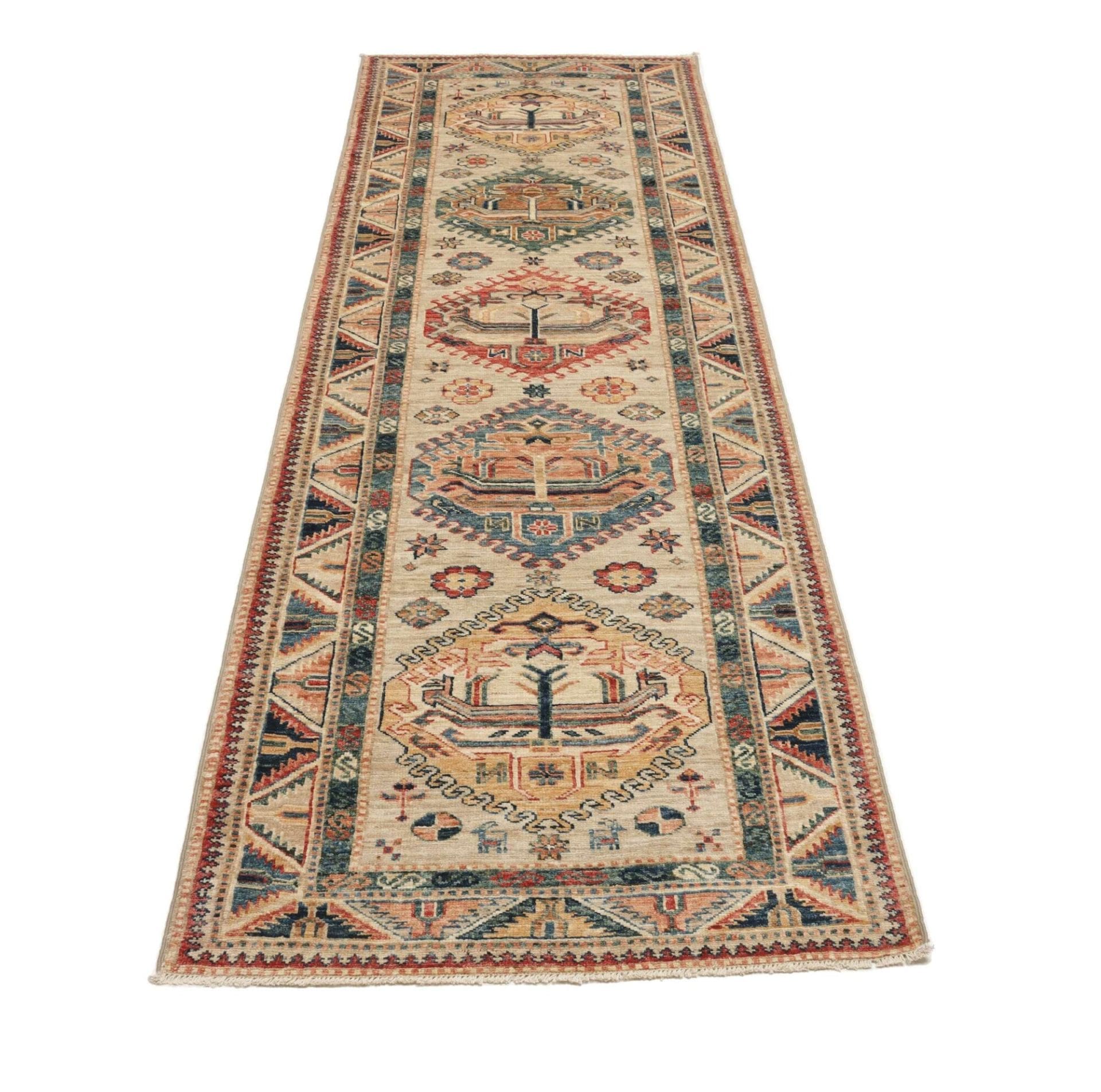 Kazak Orientteppich 87 × 255 cm aus Wolle, handgeknüpft