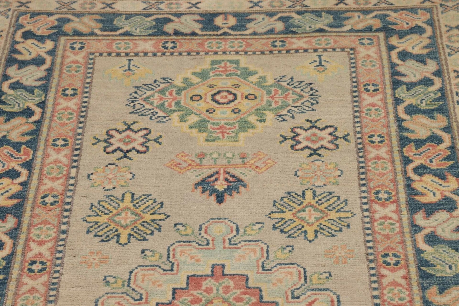 kazak-orientteppich-88-x-287-cm-geometrisches-muster-handgeknupft-7 Handgeknüpfter Kazak Orientteppich 88 × 287 cm