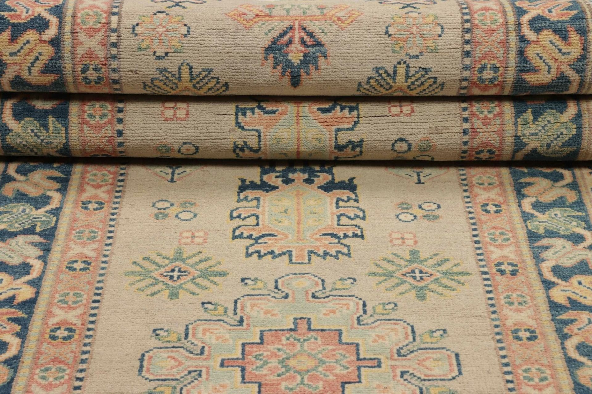 kazak-orientteppich-88-x-287-cm-geometrisches-muster-handgeknupft-9 Handgeknüpfter Kazak Orientteppich 88 × 287 cm