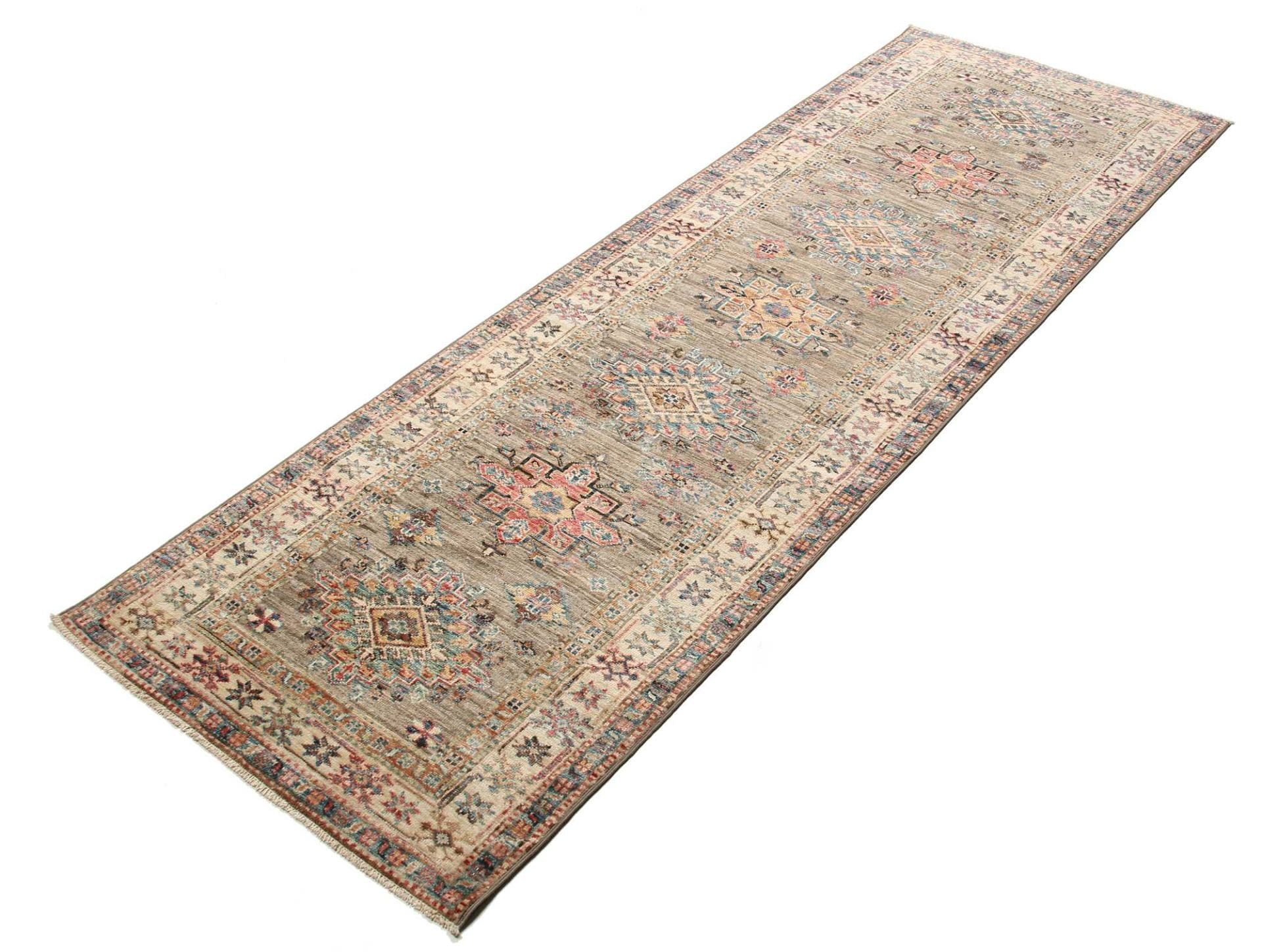 kazak-teppich-83-x-243-cm-geometrisches-muster-handgeknupft-1 Handgeknüpfter Kazak Orientteppich 83 × 243 cm