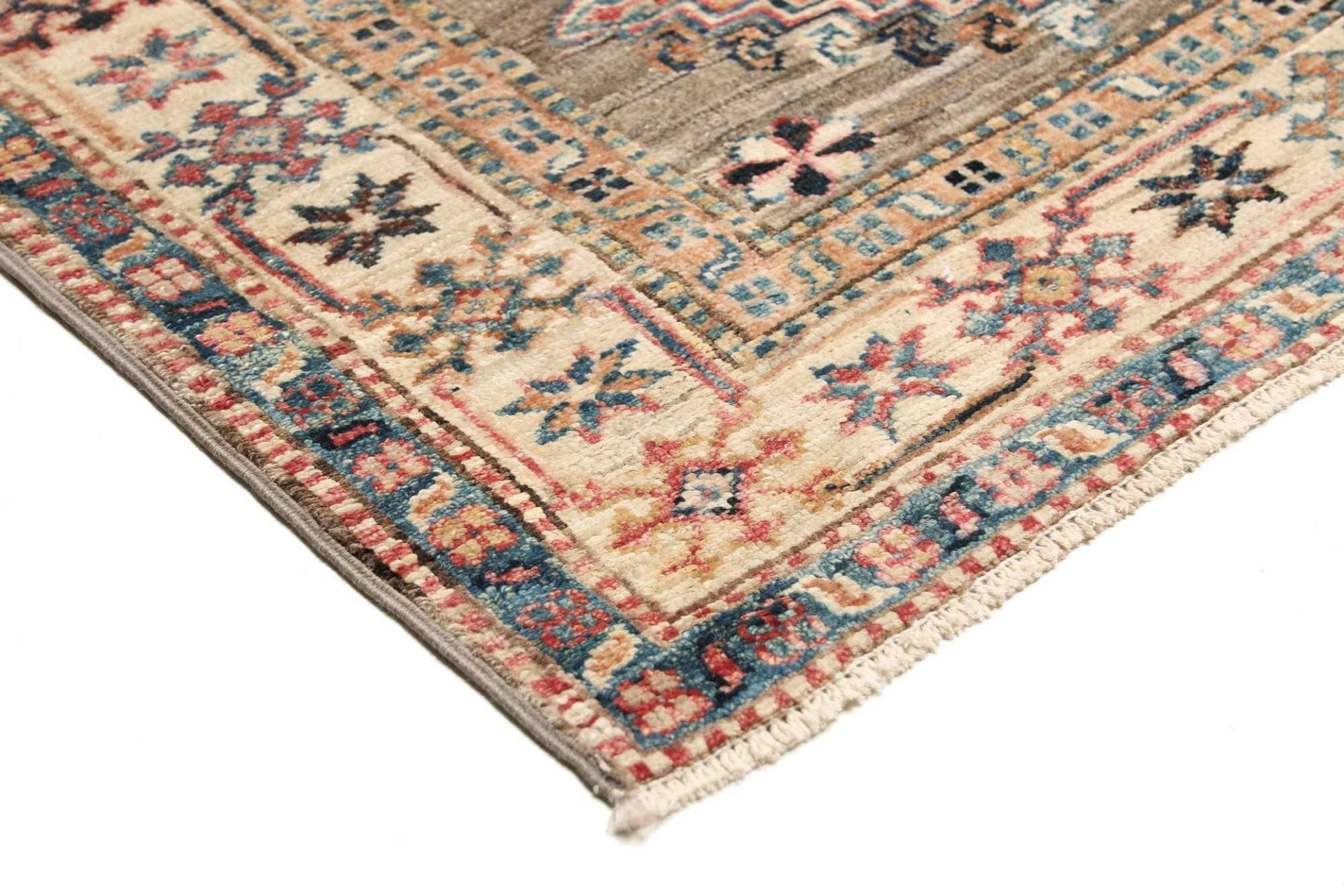 kazak-teppich-83-x-243-cm-geometrisches-muster-handgeknupft-4 Handgeknüpfter Kazak Orientteppich 83 × 243 cm