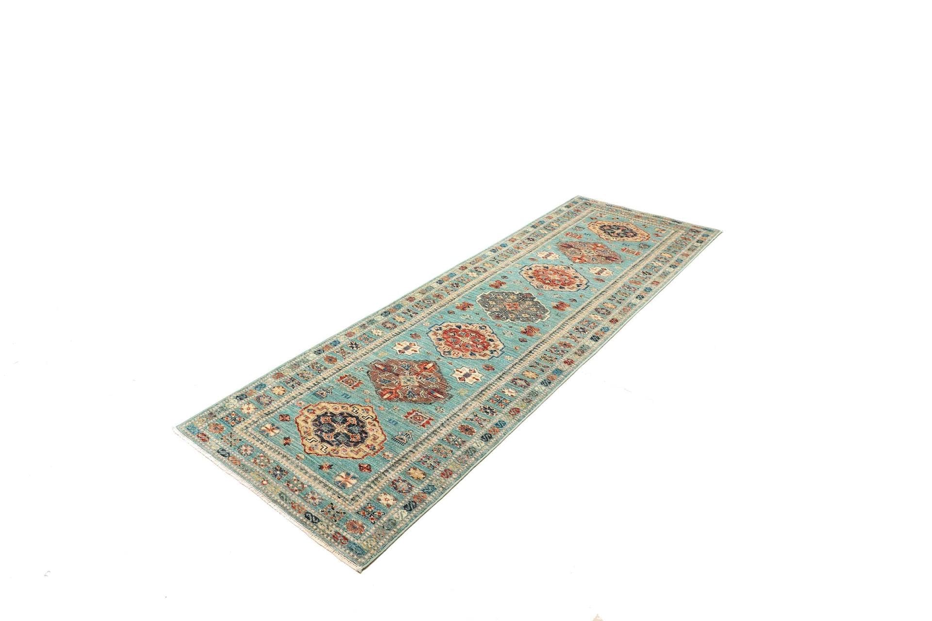 kazak-orientteppich-86-x-250cm-geometrisches-muster-handgeknupft-1 Kazak Orientteppich 86 × 250 cm aus Wolle, handgeknüpft
