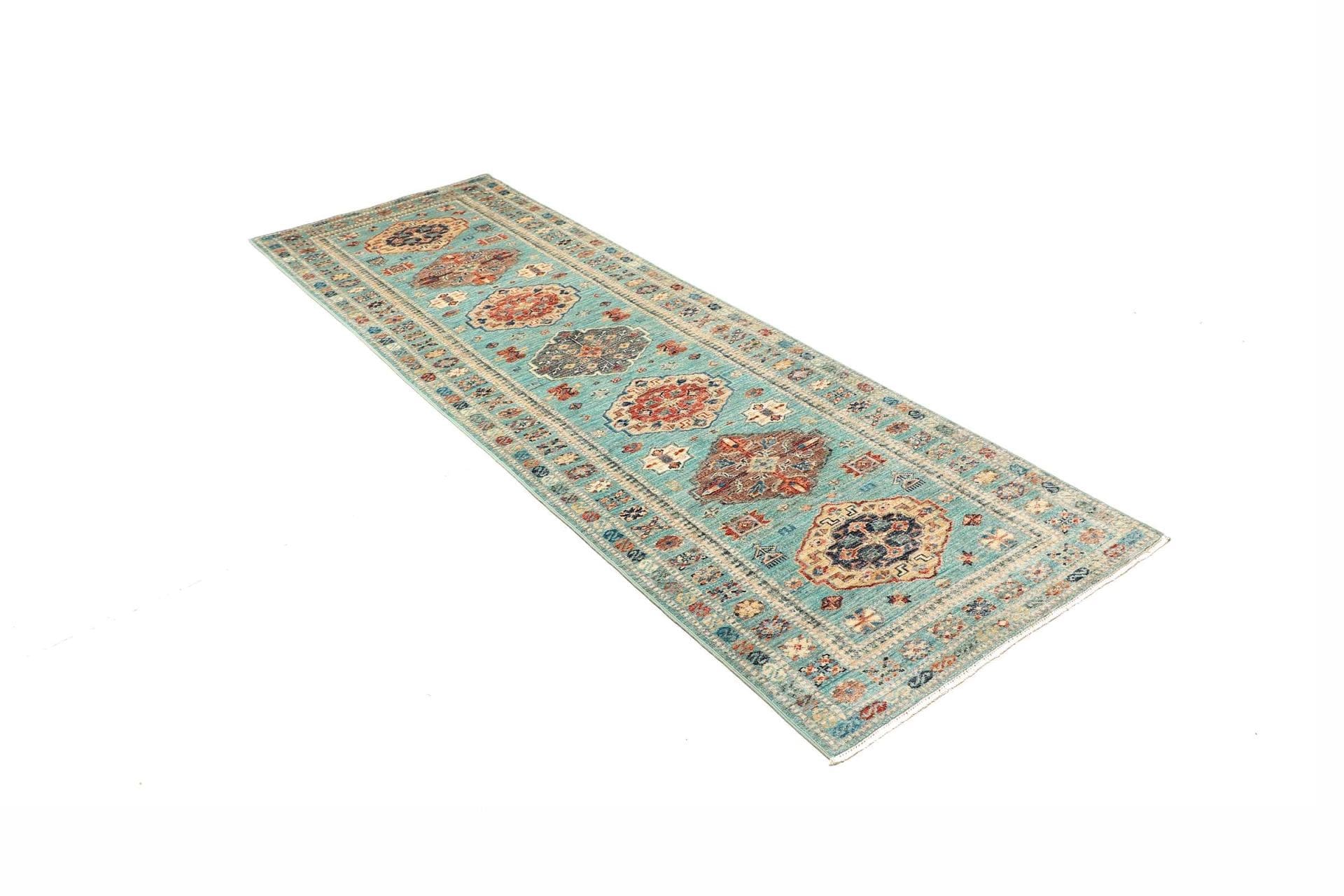 kazak-orientteppich-86-x-250cm-geometrisches-muster-handgeknupft-2 Kazak Orientteppich 86 × 250 cm aus Wolle, handgeknüpft