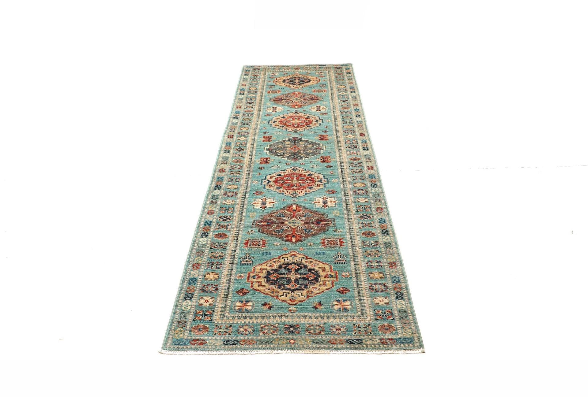 kazak-orientteppich-86-x-250cm-geometrisches-muster-handgeknupft-3 Kazak Orientteppich 86 × 250 cm aus Wolle, handgeknüpft