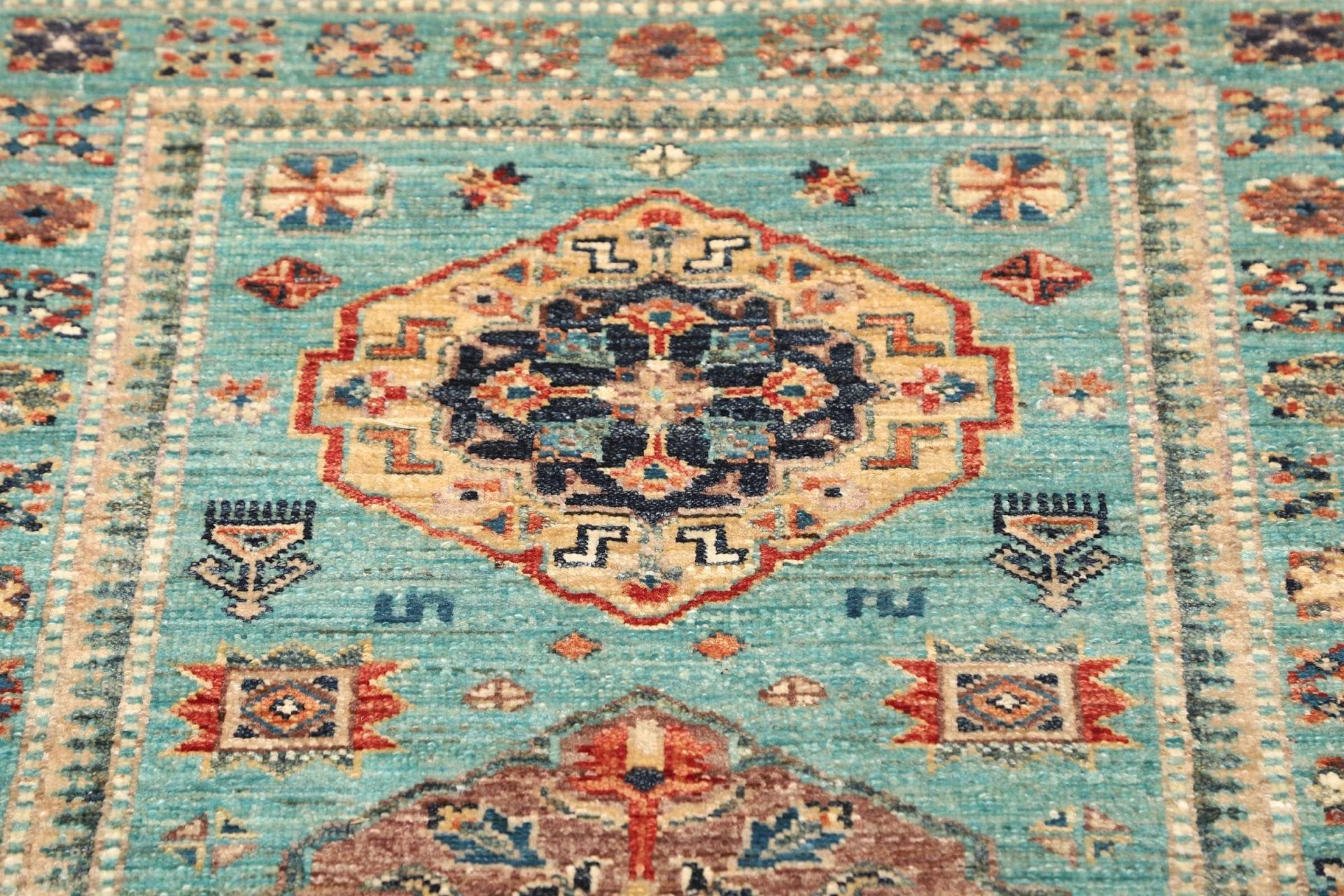 kazak-orientteppich-86-x-250cm-geometrisches-muster-handgeknupft-6 Kazak Orientteppich 86 × 250 cm aus Wolle, handgeknüpft