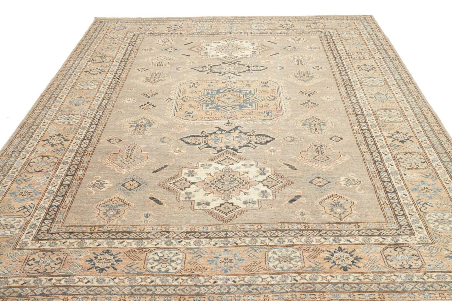 kazak-teppich-253-x-301-cm-geometrisches-muster-handgeknupft-3 Handgeknüpfter Kazak Orientteppich 253 × 301 cm