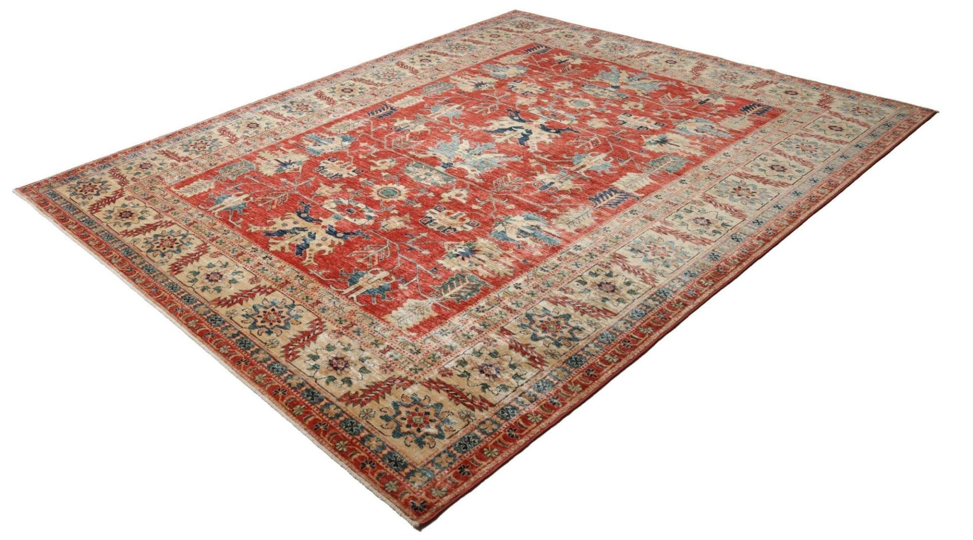 kazak-teppich-254-x-303-cm-geometrisches-muster-handgeknupft-1 Handgeknüpfter Kazak Orientteppich 254 × 303 cm