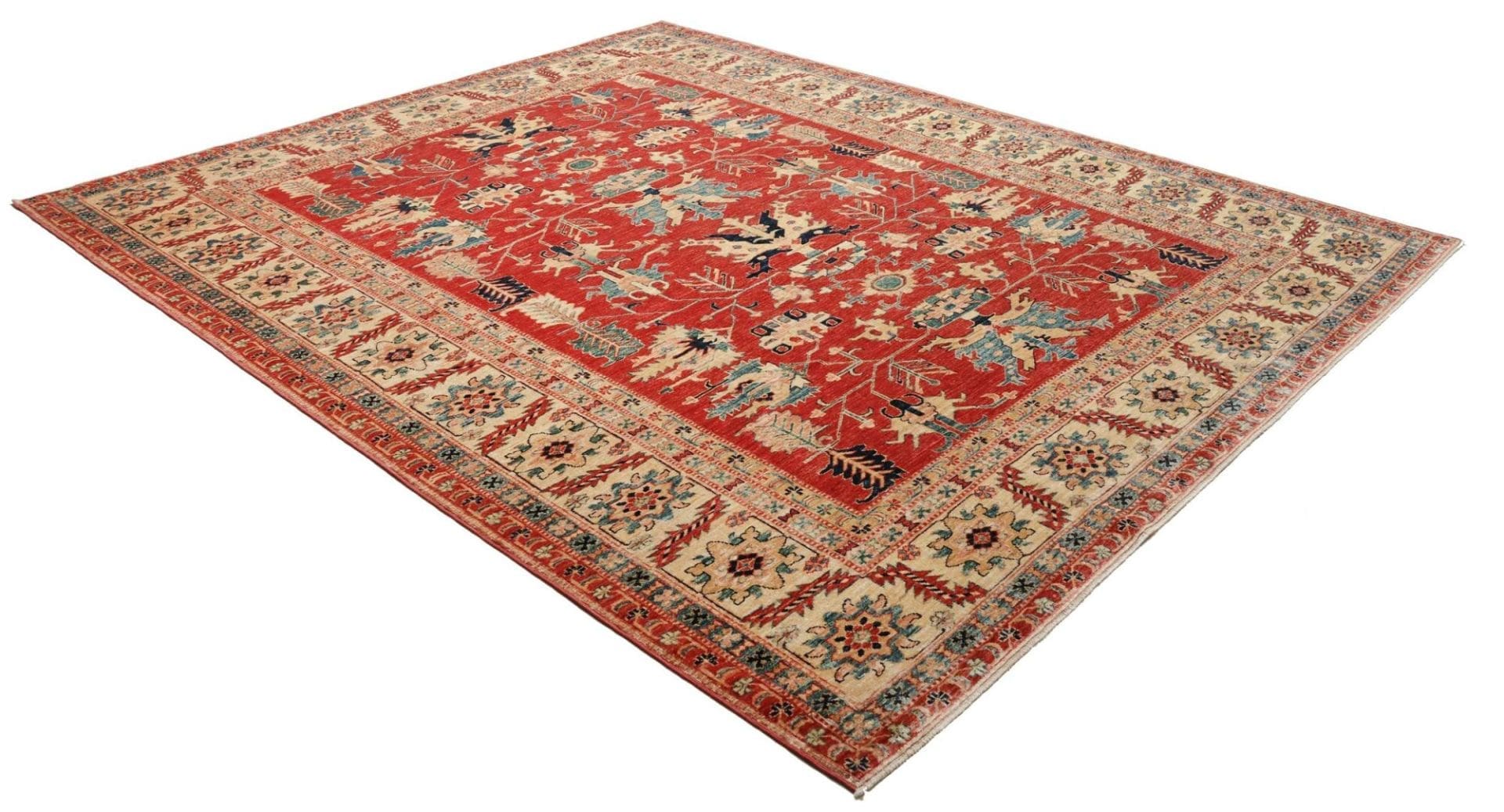 kazak-teppich-254-x-303-cm-geometrisches-muster-handgeknupft-2 Handgeknüpfter Kazak Orientteppich 254 × 303 cm