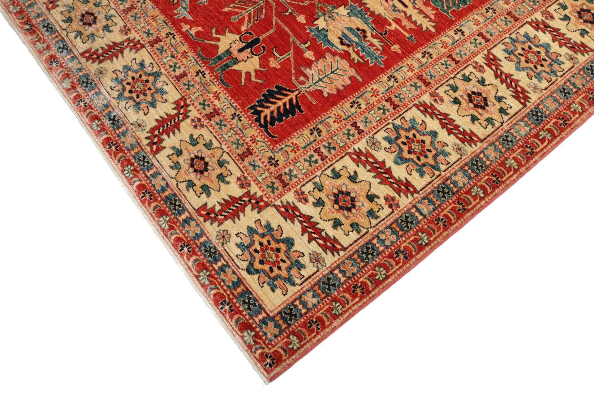kazak-teppich-254-x-303-cm-geometrisches-muster-handgeknupft-6 Handgeknüpfter Kazak Orientteppich 254 × 303 cm