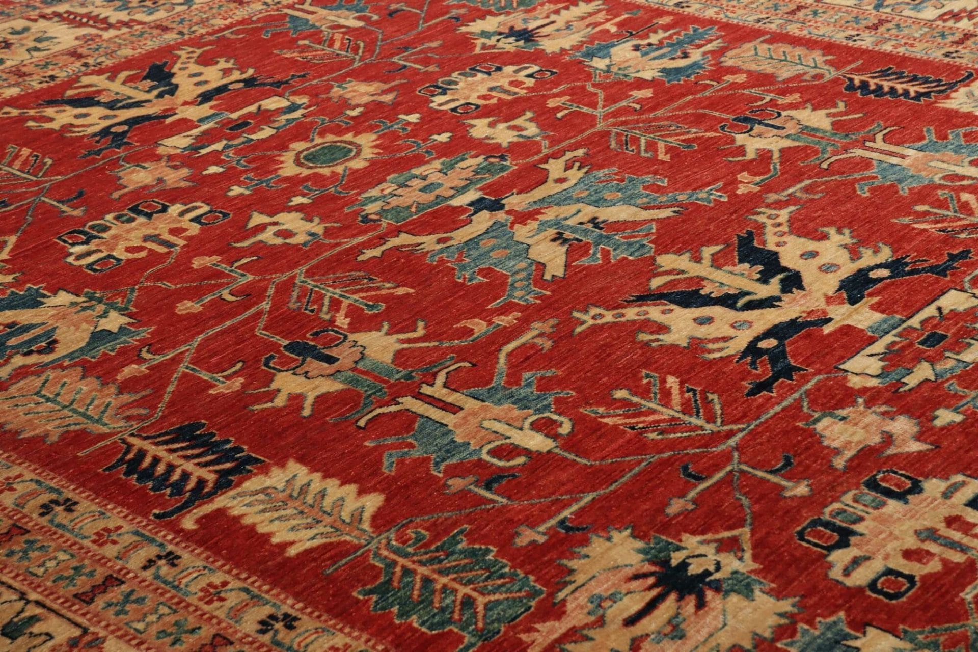 kazak-teppich-254-x-303-cm-geometrisches-muster-handgeknupft-7 Handgeknüpfter Kazak Orientteppich 254 × 303 cm