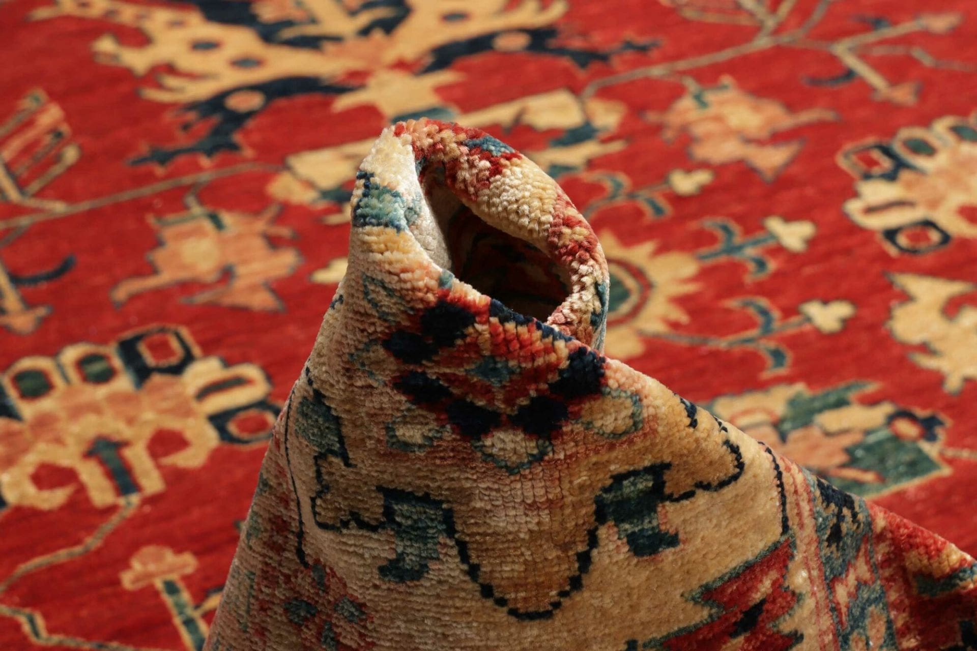 kazak-teppich-254-x-303-cm-geometrisches-muster-handgeknupft-9 Handgeknüpfter Kazak Orientteppich 254 × 303 cm