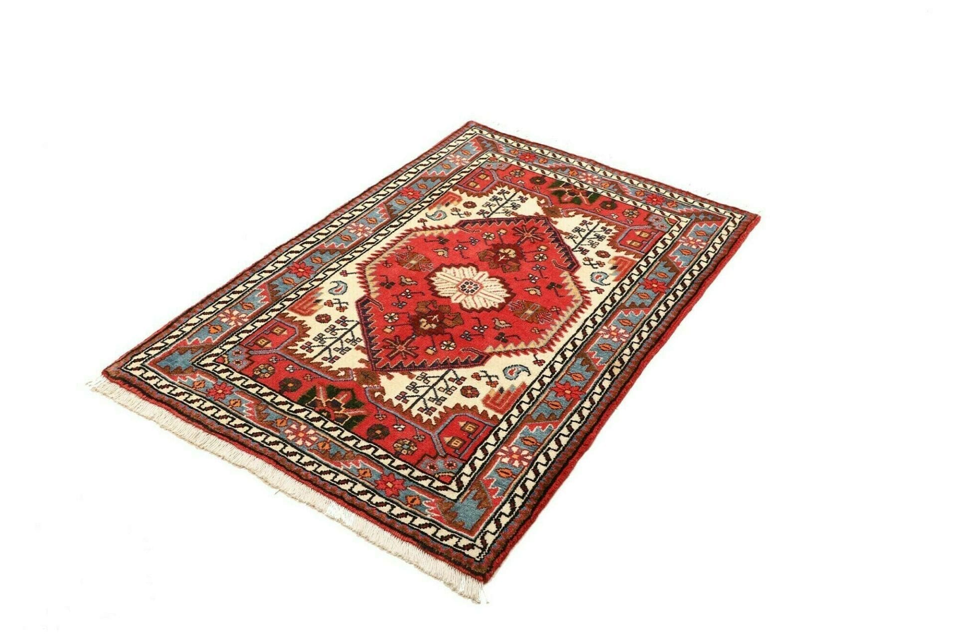 Handgeknüpfter Hamadan Herati Perserteppich, 89 × 125 cm, Wolle
