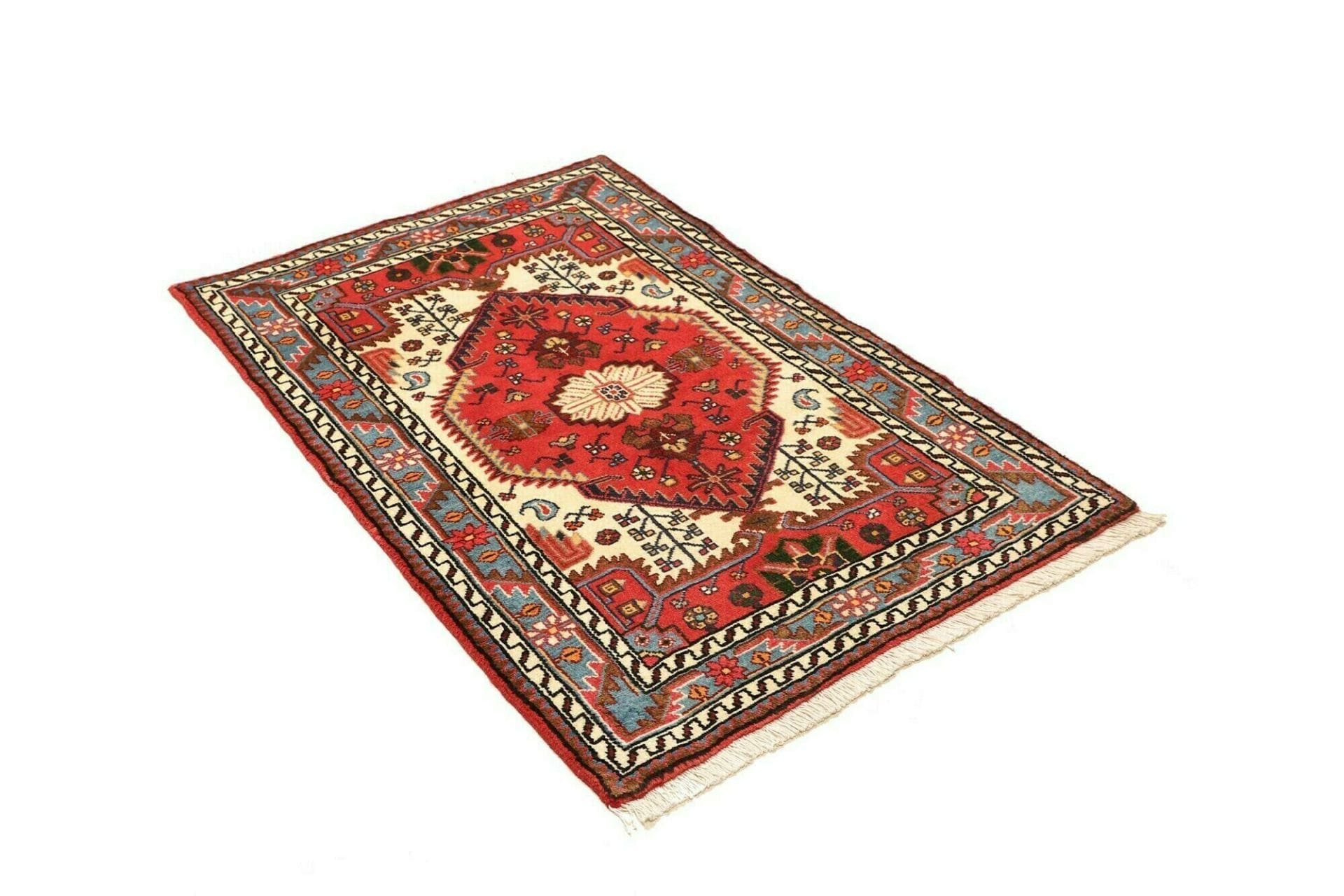 Handgeknüpfter Hamadan Herati Perserteppich, 89 × 125 cm, Wolle