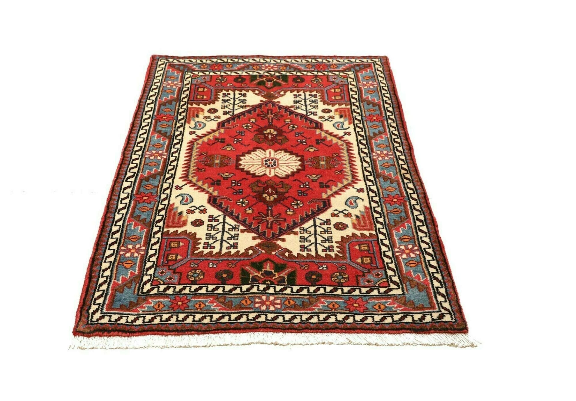 Handgeknüpfter Hamadan Herati Perserteppich, 89 × 125 cm, Wolle