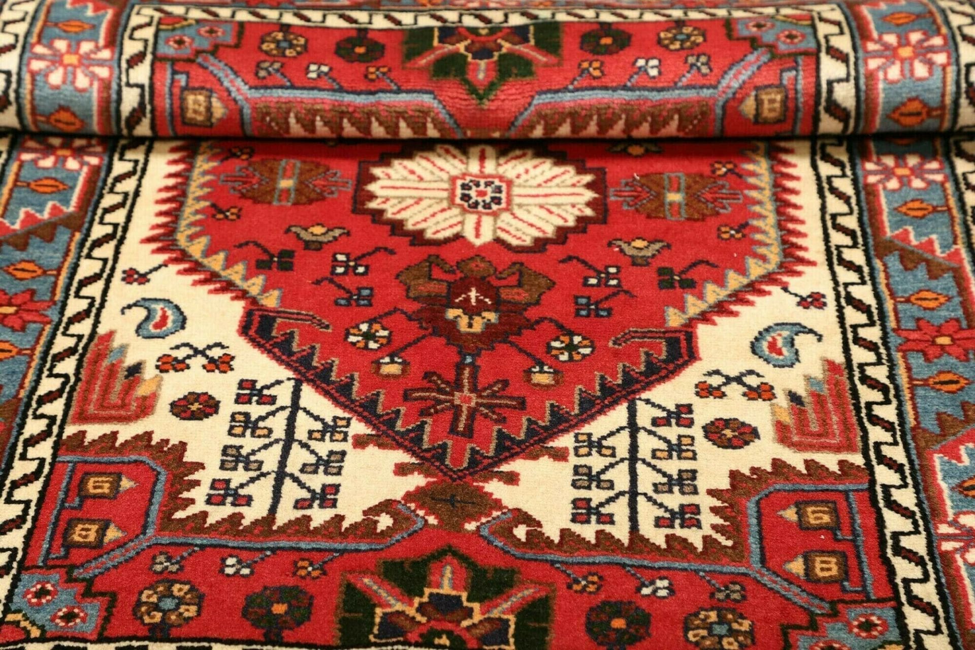 Handgeknüpfter Hamadan Herati Perserteppich, 89 × 125 cm, Wolle