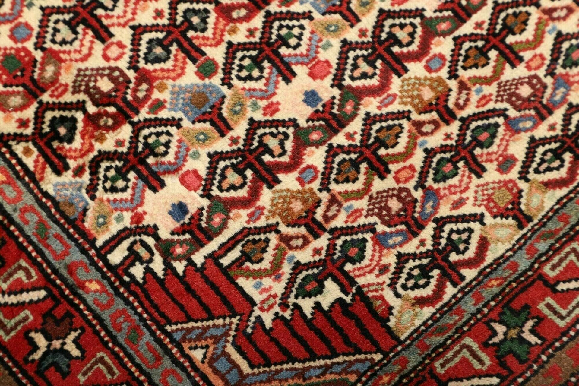 hamadan-teppich-86-x-123cm-handgeknupft-schurwolle-geometrisch-5 Handgeknüpfter Hamadan Perserteppich, 86 × 123 cm, Wolle