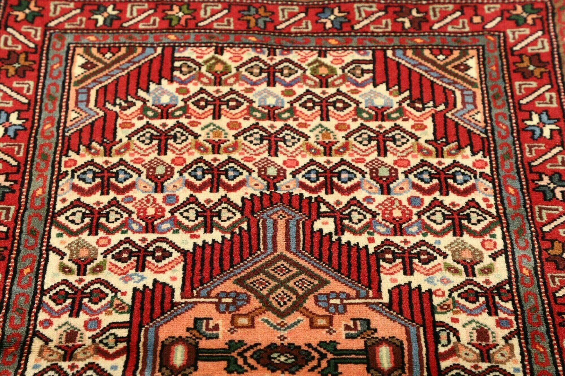 hamadan-teppich-86-x-123cm-handgeknupft-schurwolle-geometrisch-6 Handgeknüpfter Hamadan Perserteppich, 86 × 123 cm, Wolle