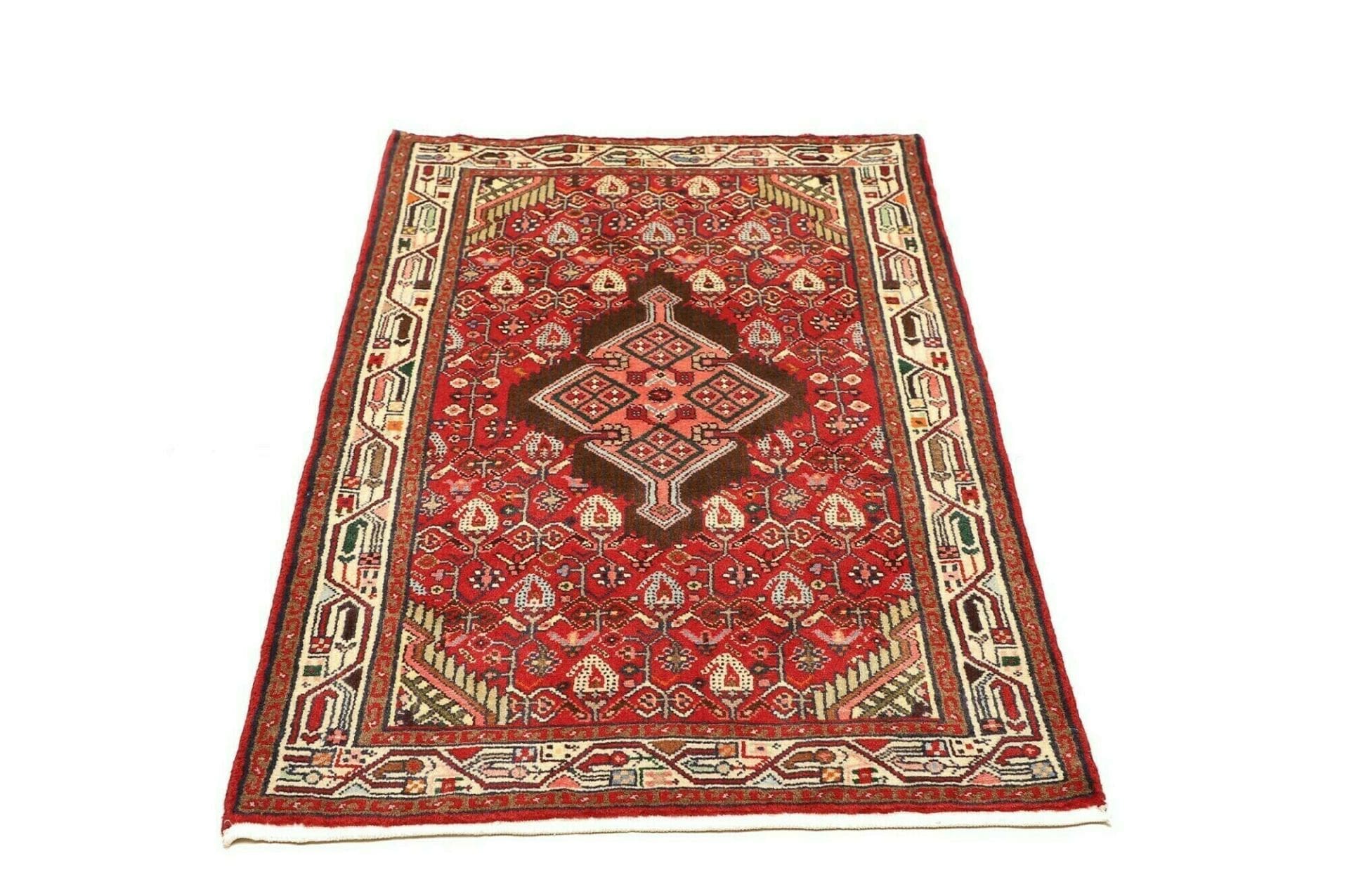 Handgeknüpfter Hamadan Herati Perserteppich, 83 × 129 cm, Wolle