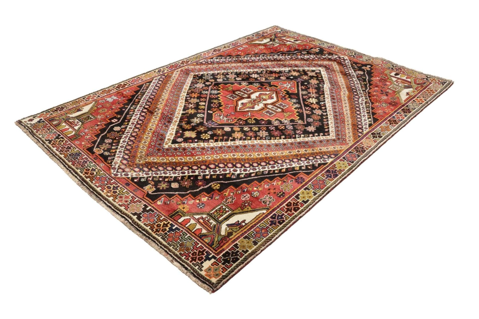 shiraz-teppich-183-x-260-cm-wolle-geometrisches-muster-handgeknupft-1 Handgeknüpfter Shiraz Perserteppich 183 × 260 cm