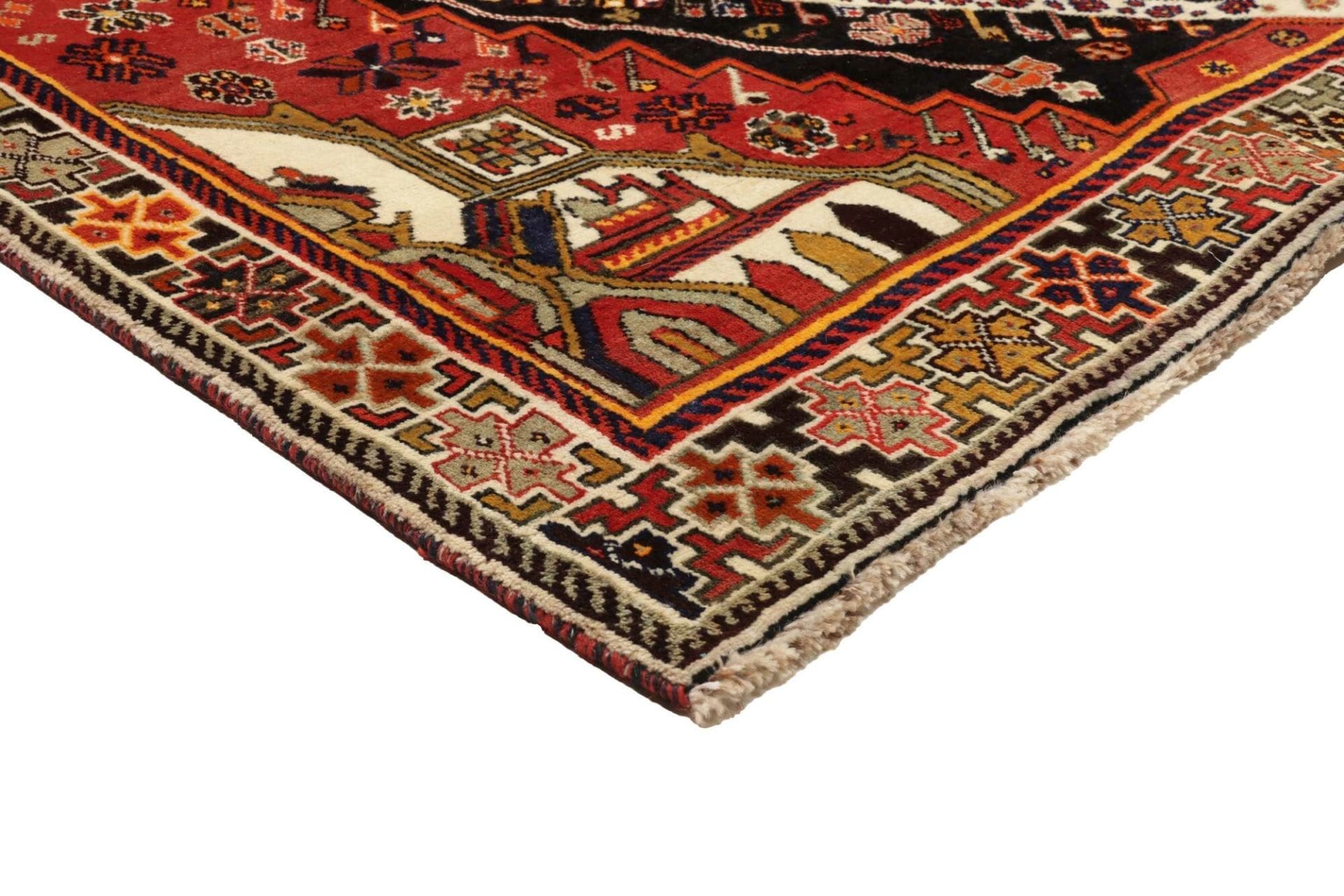 shiraz-teppich-183-x-260-cm-wolle-geometrisches-muster-handgeknupft-4 Handgeknüpfter Shiraz Perserteppich 183 × 260 cm