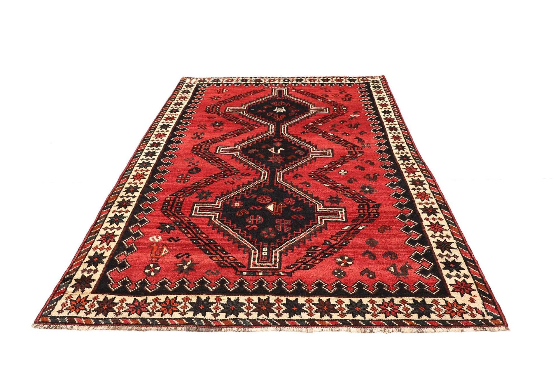 shiraz-teppich-178-x-252cm-wolle-geometrisches-muster-handgeknupft-3 Shiraz Perserteppich 178 × 252 cm aus Wolle, handgeknüpft