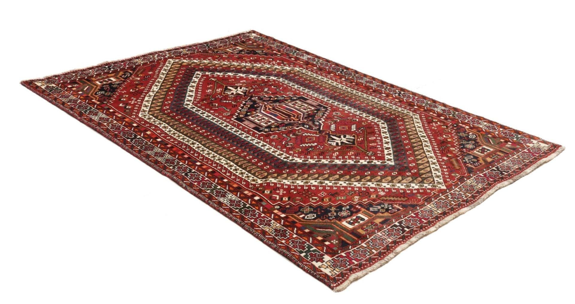 gashghai-orientteppich-178-x-238cm-handgeknupft-wolle-bunt-2 Handgeknüpfter Qashqai Perserteppich, 178 × 238 cm, Wolle