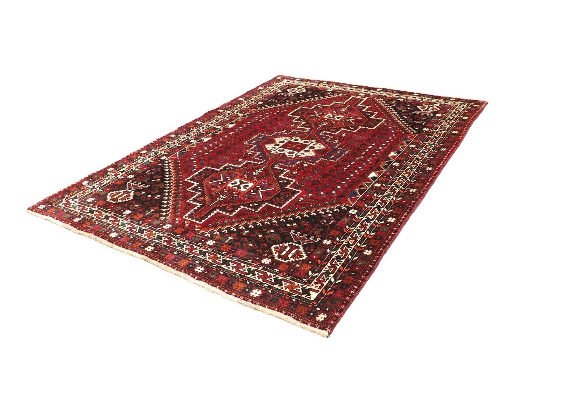 shiraz-teppich-189-x-260cm-wolle-geometrisches-muster-handgeknupft-1 Shiraz Perserteppich 189 × 260 cm aus Wolle, handgeknüpft