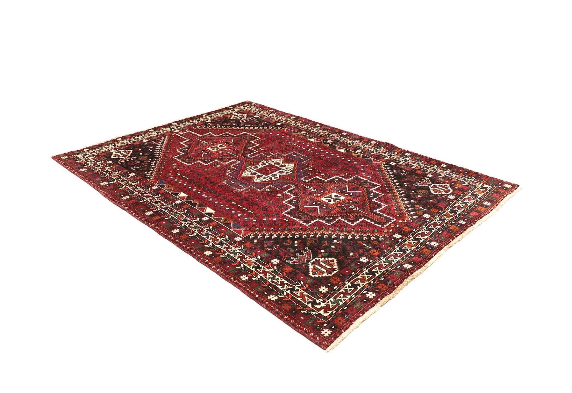 shiraz-teppich-189-x-260cm-wolle-geometrisches-muster-handgeknupft-2 Shiraz Perserteppich 189 × 260 cm aus Wolle, handgeknüpft