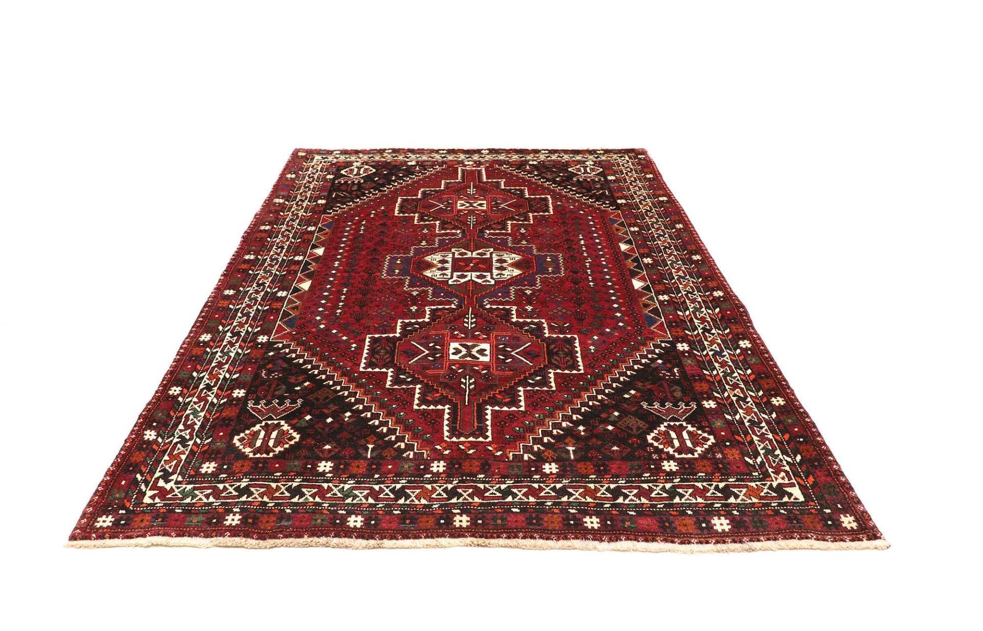 shiraz-teppich-189-x-260cm-wolle-geometrisches-muster-handgeknupft-3 Shiraz Perserteppich 189 × 260 cm aus Wolle, handgeknüpft