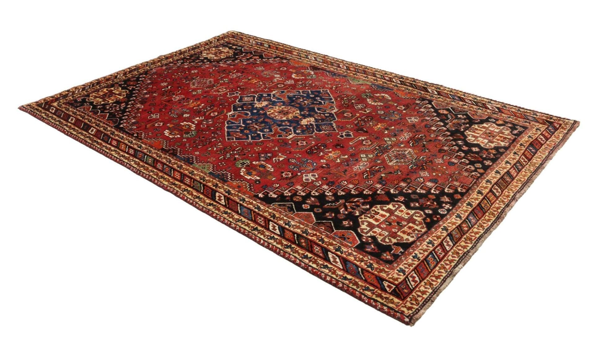 gashghai-orientteppich-181-x-270cm-handgeknupft-aus-schurwolle-2 Qashqai Perserteppich 181 × 270 cm aus Wolle, handgeknüpft