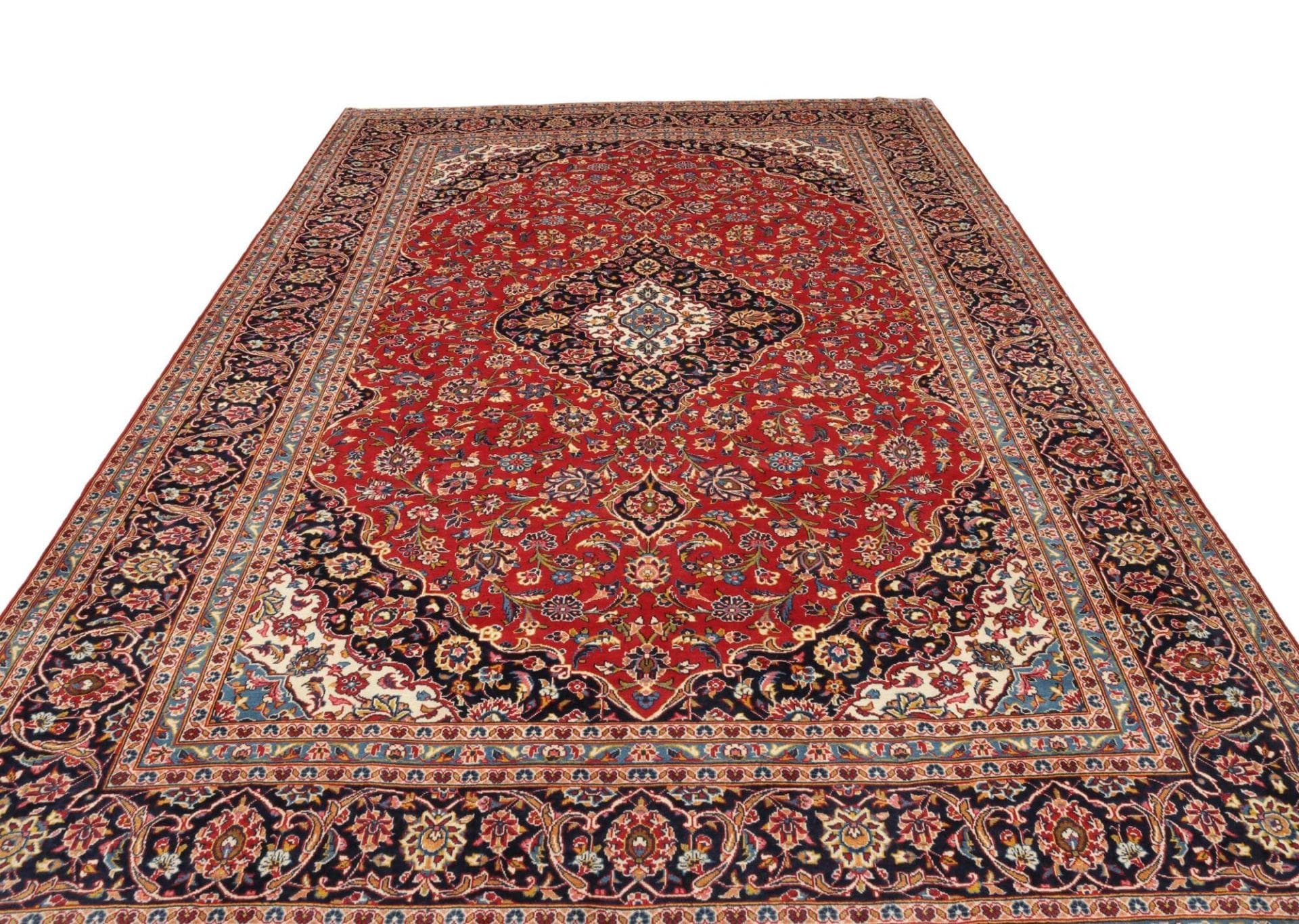 kashan-teppich-248-x-380cm-schurwolle-florales-muster-handgeknupft-3 Handgeknüpfter Kashan Perserteppich 248 × 380 cm