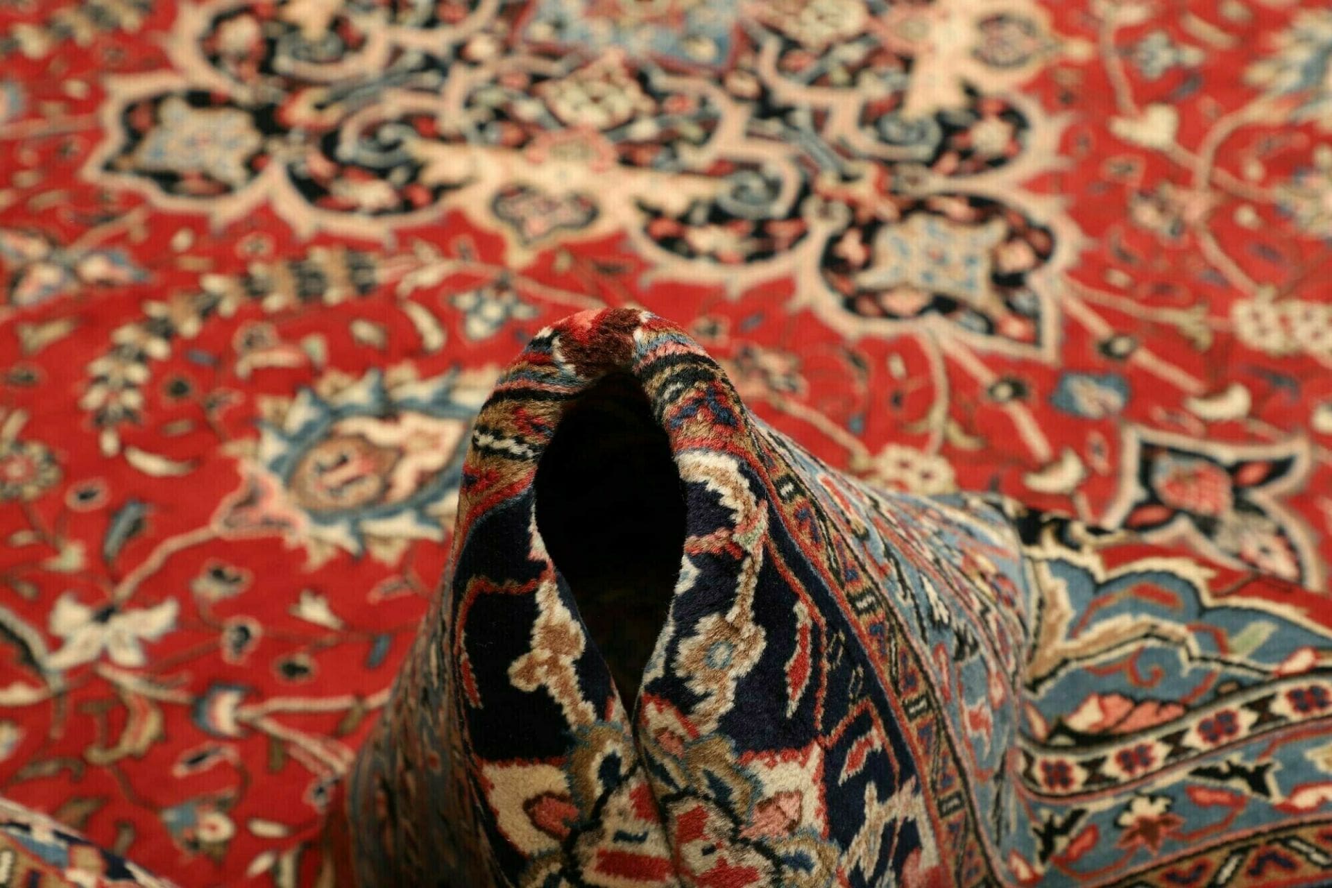 eleganter-sarough-orientteppich-268-x-385cm-handgeknupft-8 Handgeknüpfter Sarough Farahan Perserteppich, 268 × 385 cm, Wolle
