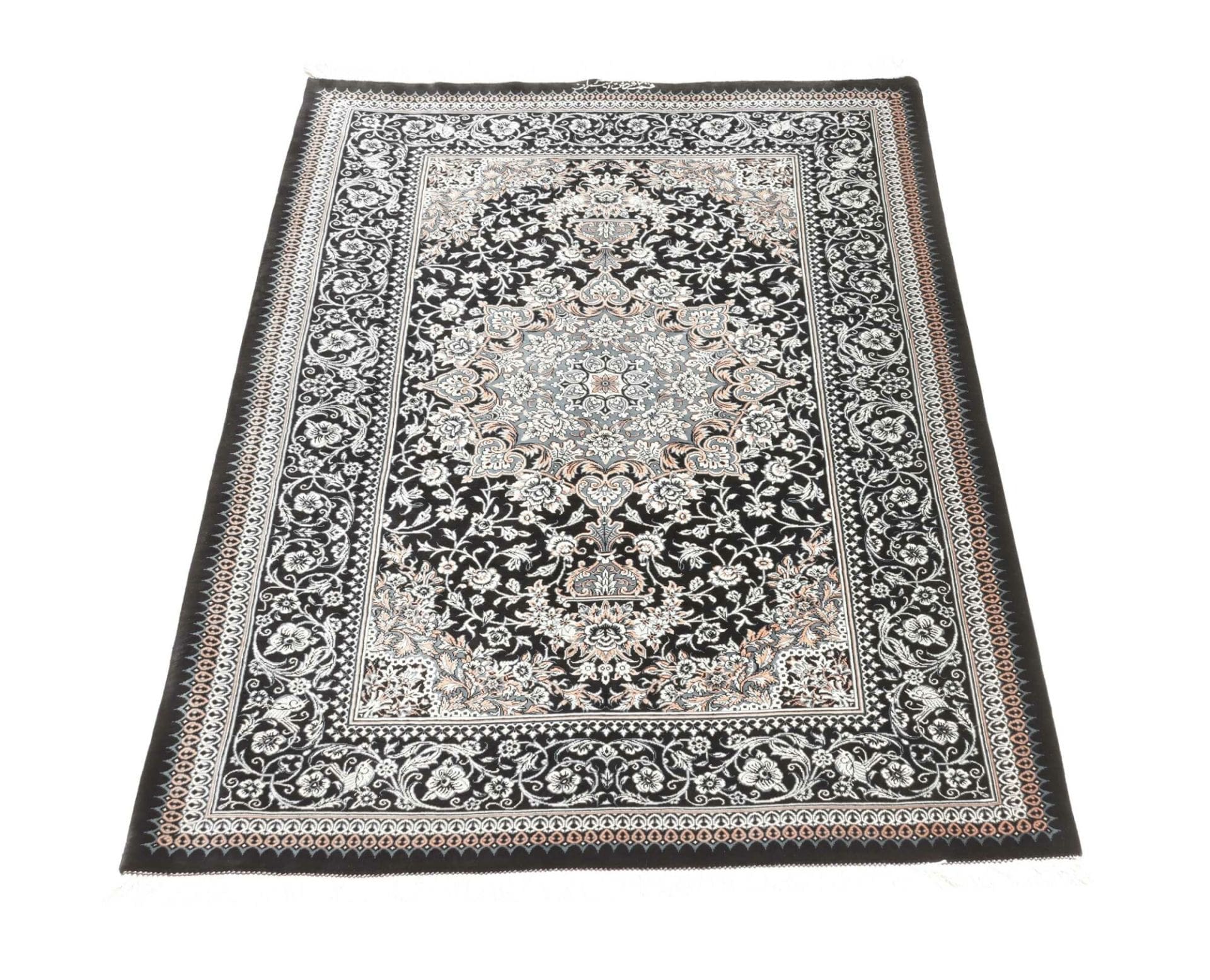 Ghom Perserteppich 83 × 121 cm aus Seide, handgeknüpft