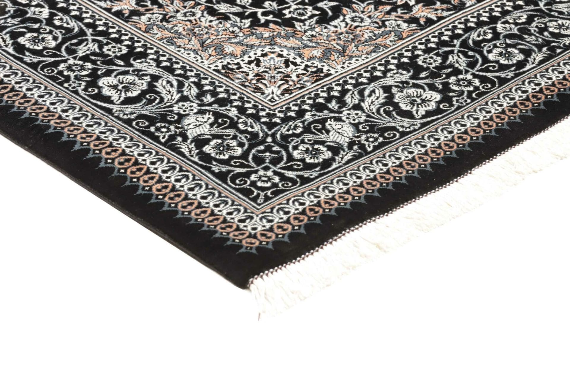 Ghom Perserteppich 83 × 121 cm aus Seide, handgeknüpft