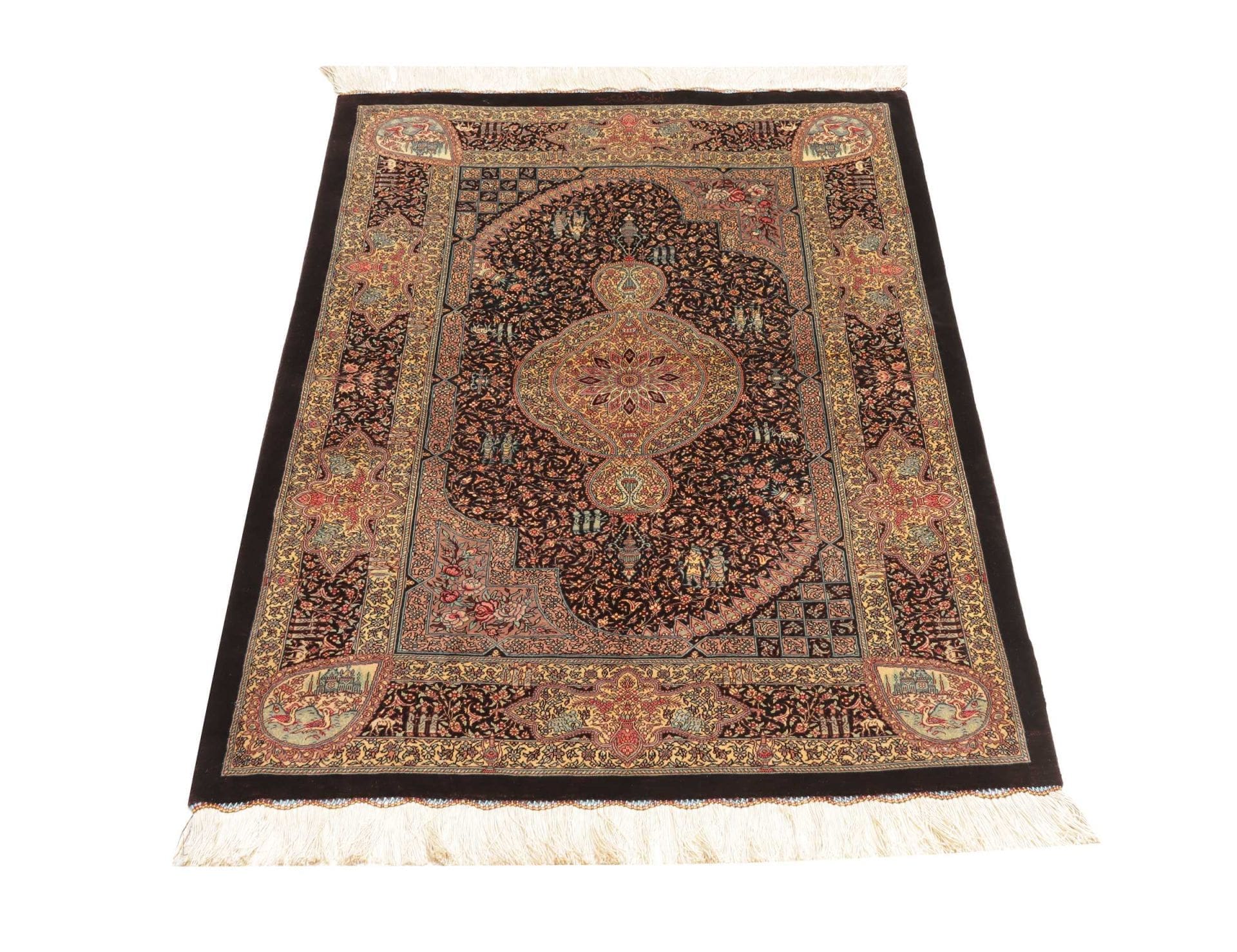 Ghom Perserteppich aus Iran, 83 × 122 cm