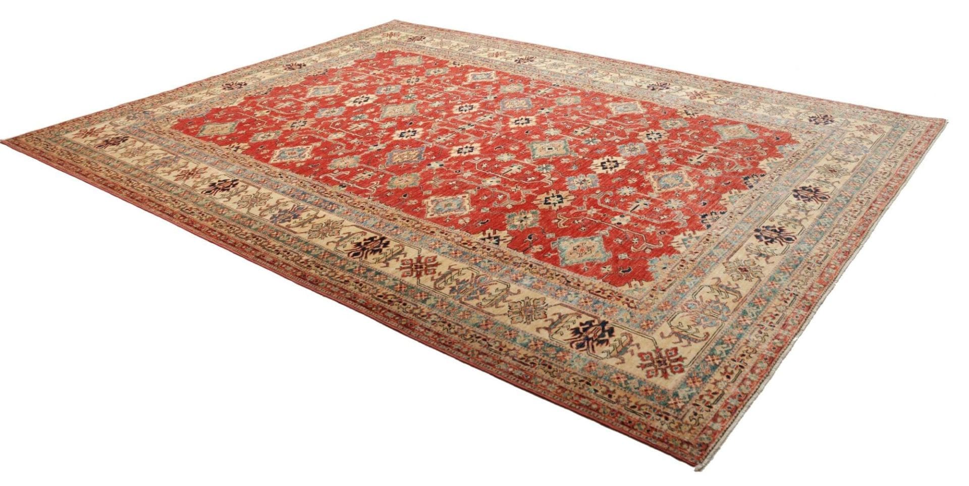 kazak-teppich-281-x-354-cm-geometrische-muster-handgeknupft-2 Handgeknüpfter Kazak Orientteppich 281 × 354 cm