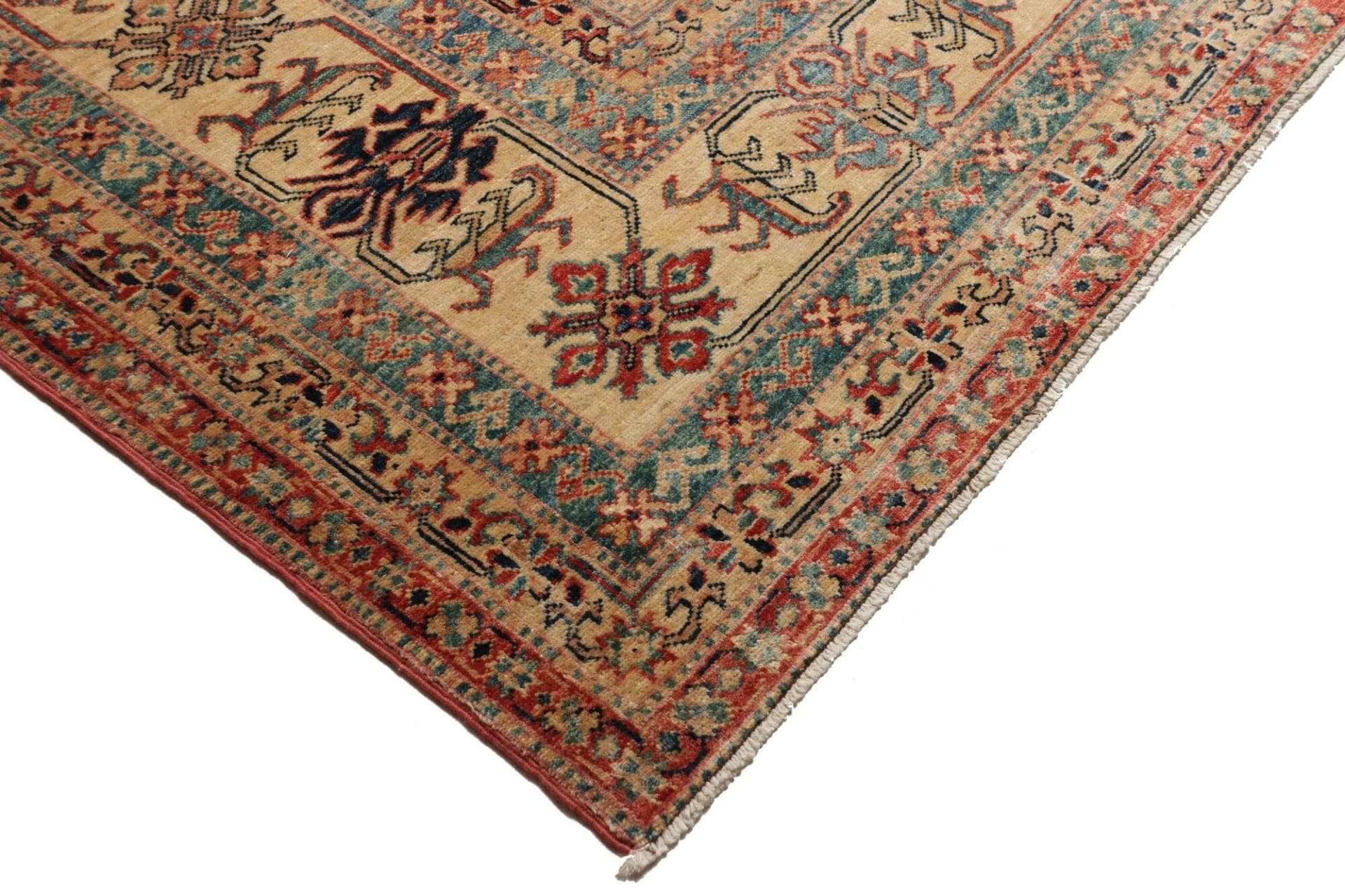 kazak-teppich-281-x-354-cm-geometrische-muster-handgeknupft-4 Handgeknüpfter Kazak Orientteppich 281 × 354 cm
