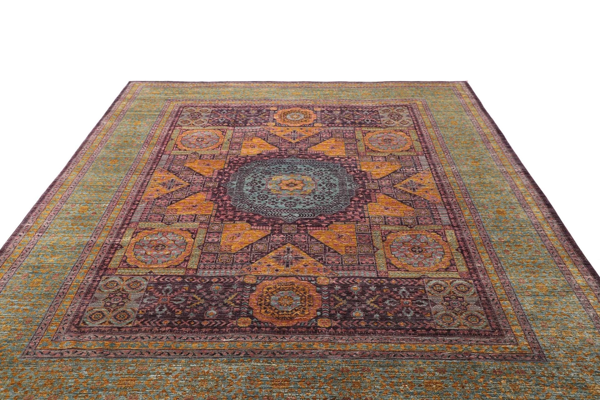 mamluk-orientteppich-250-x-300cm-seide-handgeknupft-medaillon-3 Mamluk Orientteppich aus Pakistan, 250 × 300 cm