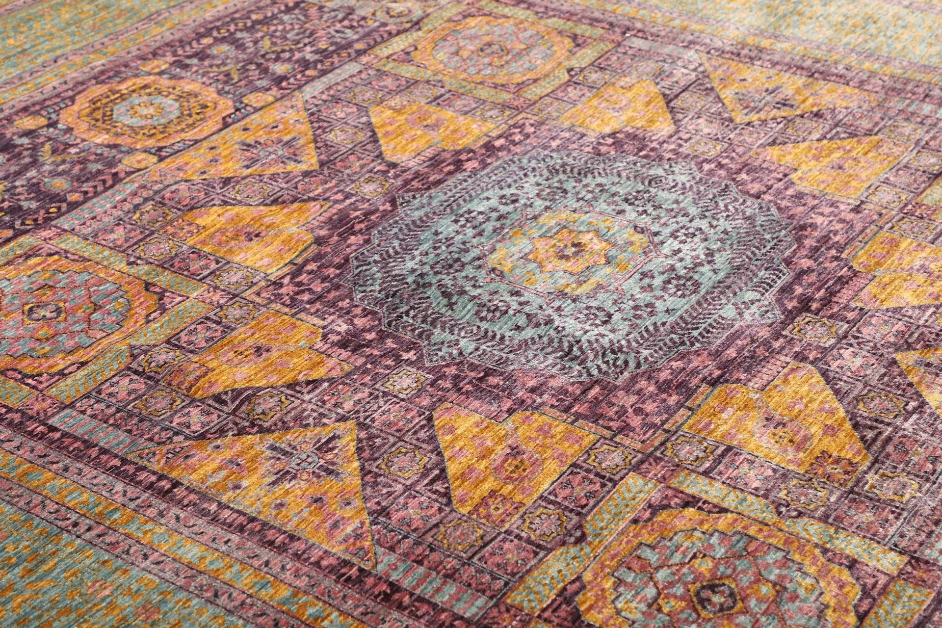 mamluk-orientteppich-250-x-300cm-seide-handgeknupft-medaillon-6 Mamluk Orientteppich aus Pakistan, 250 × 300 cm