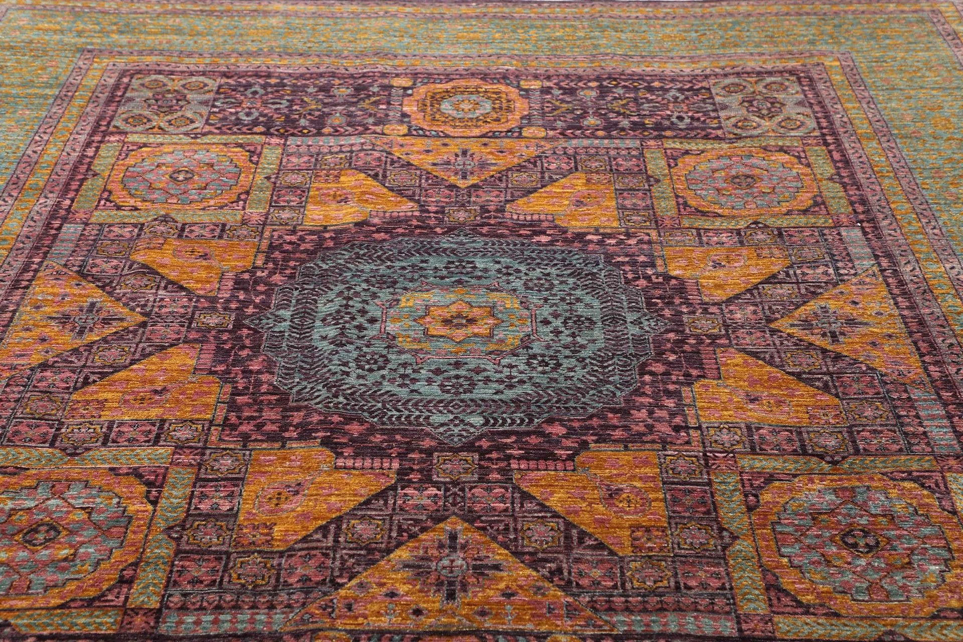 mamluk-orientteppich-250-x-300cm-seide-handgeknupft-medaillon-7 Mamluk Orientteppich aus Pakistan, 250 × 300 cm