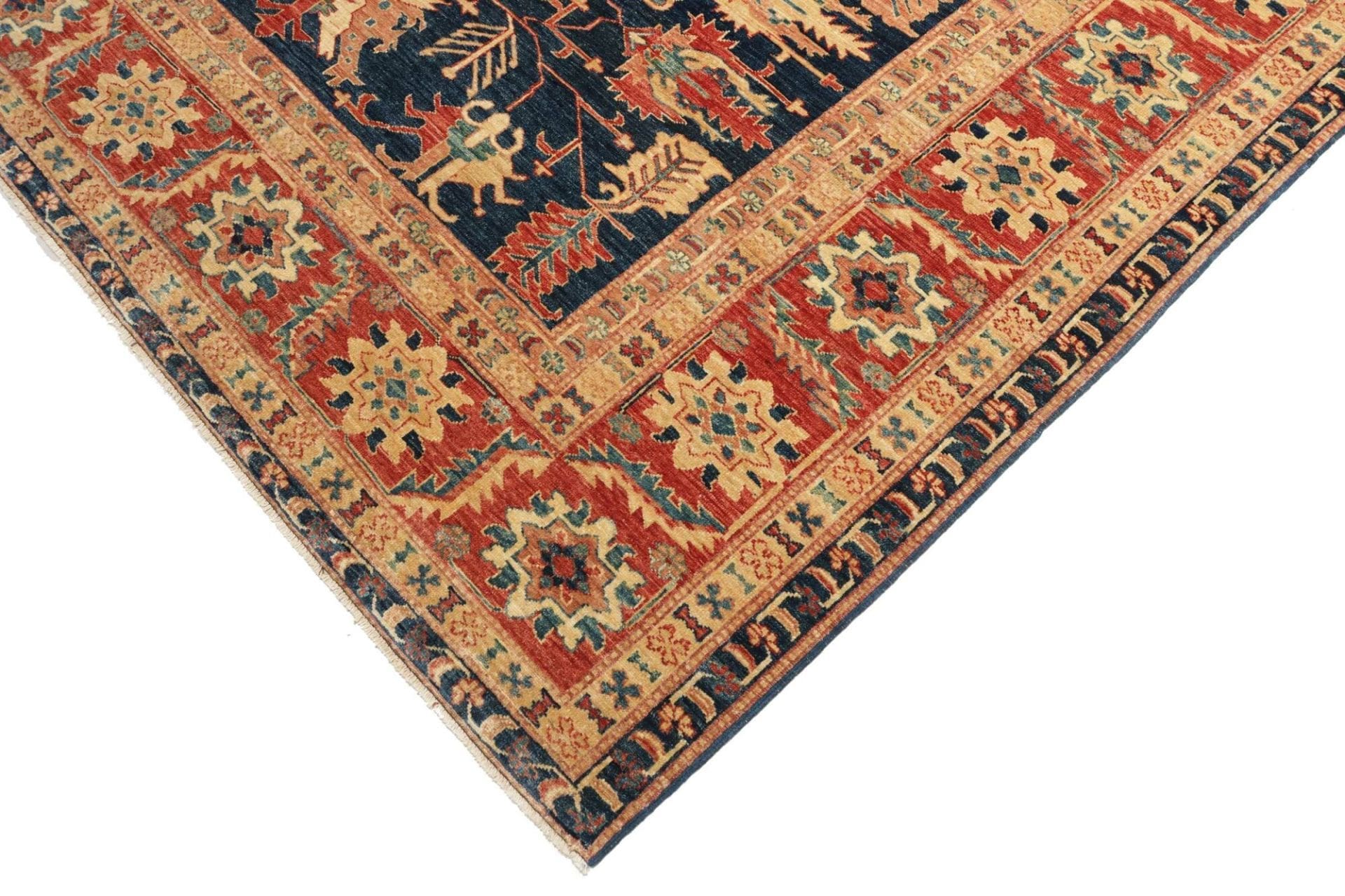 kazak-orientteppich-252-x-303-cm-handgeknupft-schurwolle-geometrisch-6 Kazak Orientteppich aus Pakistan, 252 × 303 cm