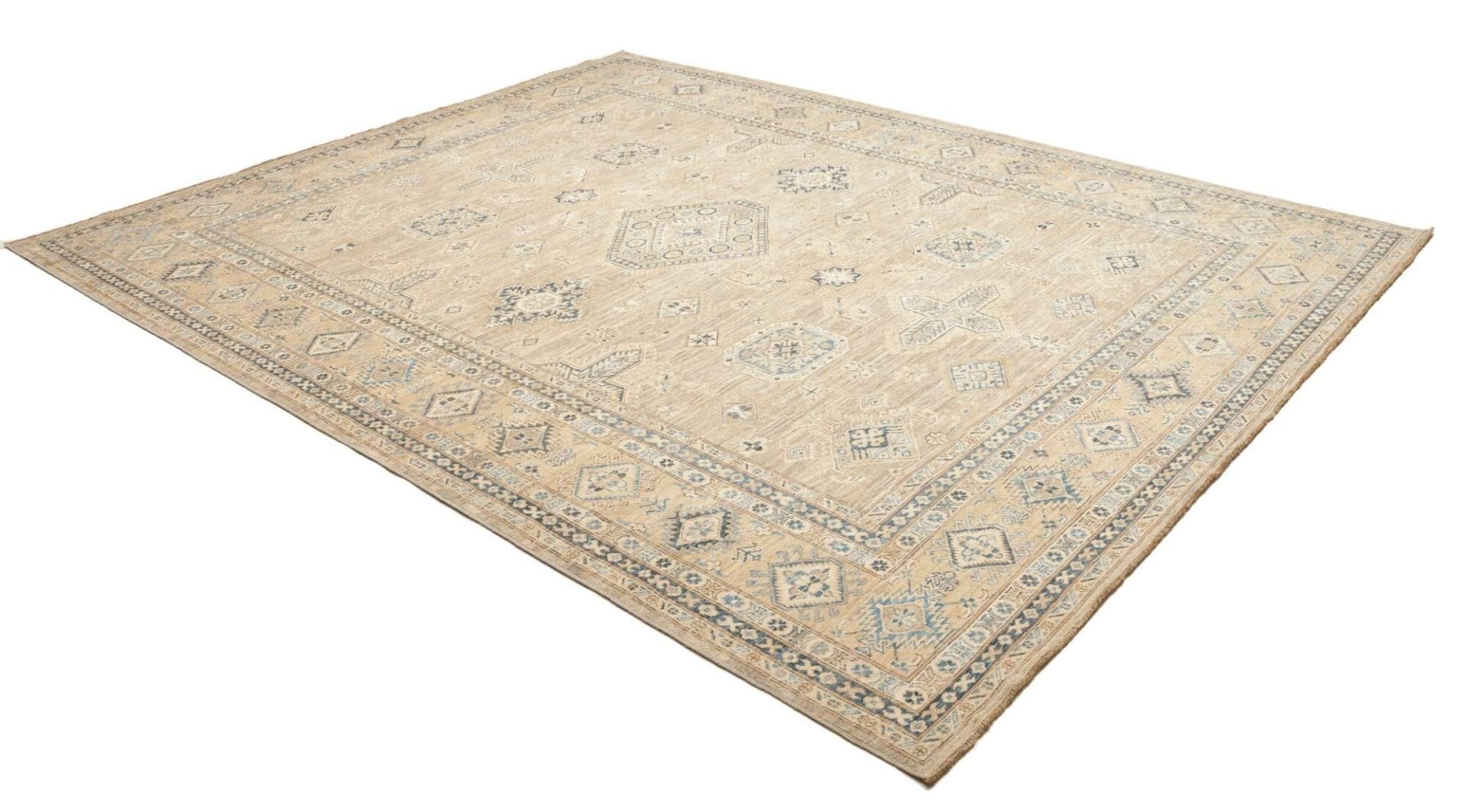 kazak-teppich-251-x-309-cm-geometrisches-muster-handgeknupft-2 Handgeknüpfter Kazak Orientteppich 251 × 309 cm