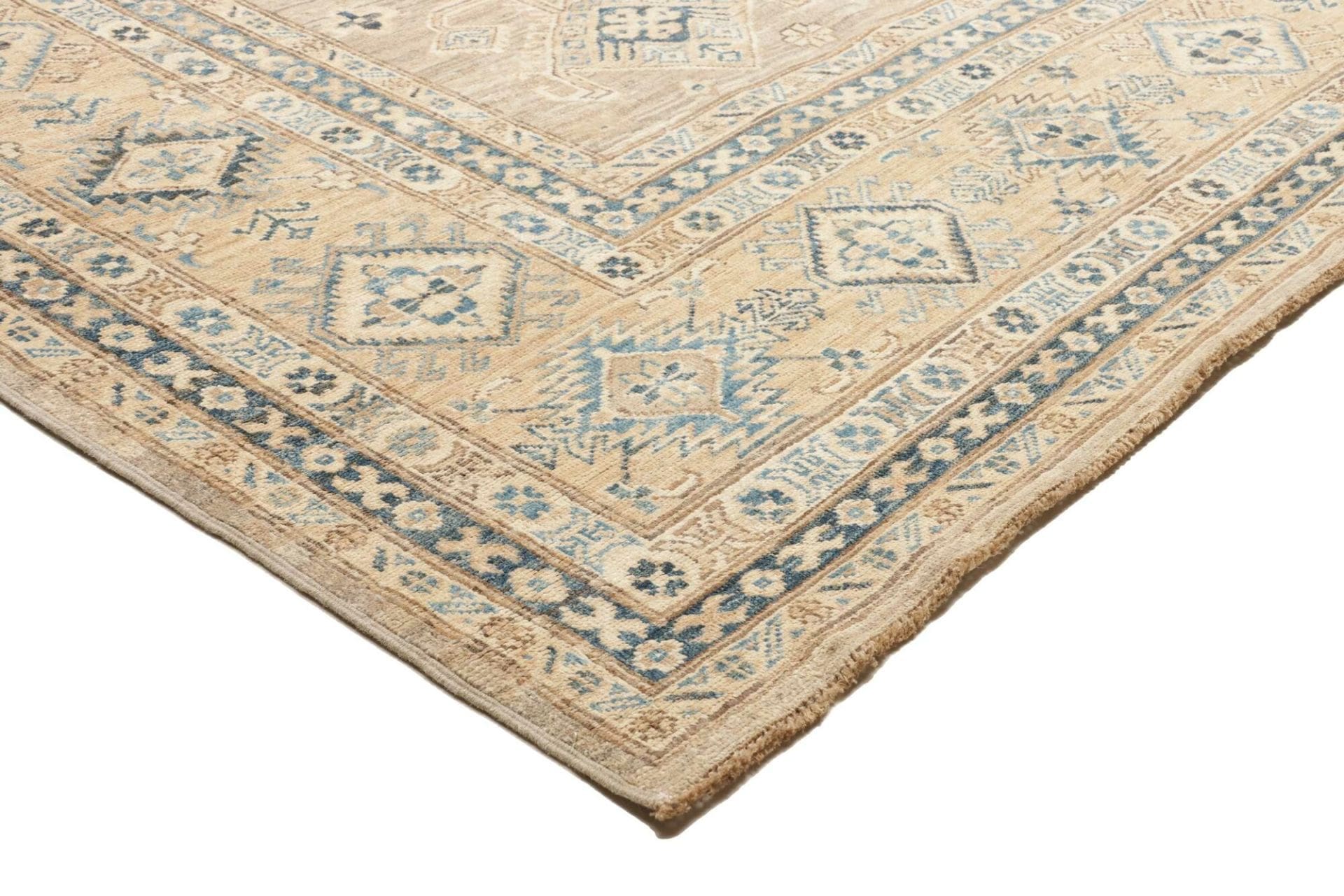 kazak-teppich-251-x-309-cm-geometrisches-muster-handgeknupft-4 Handgeknüpfter Kazak Orientteppich 251 × 309 cm