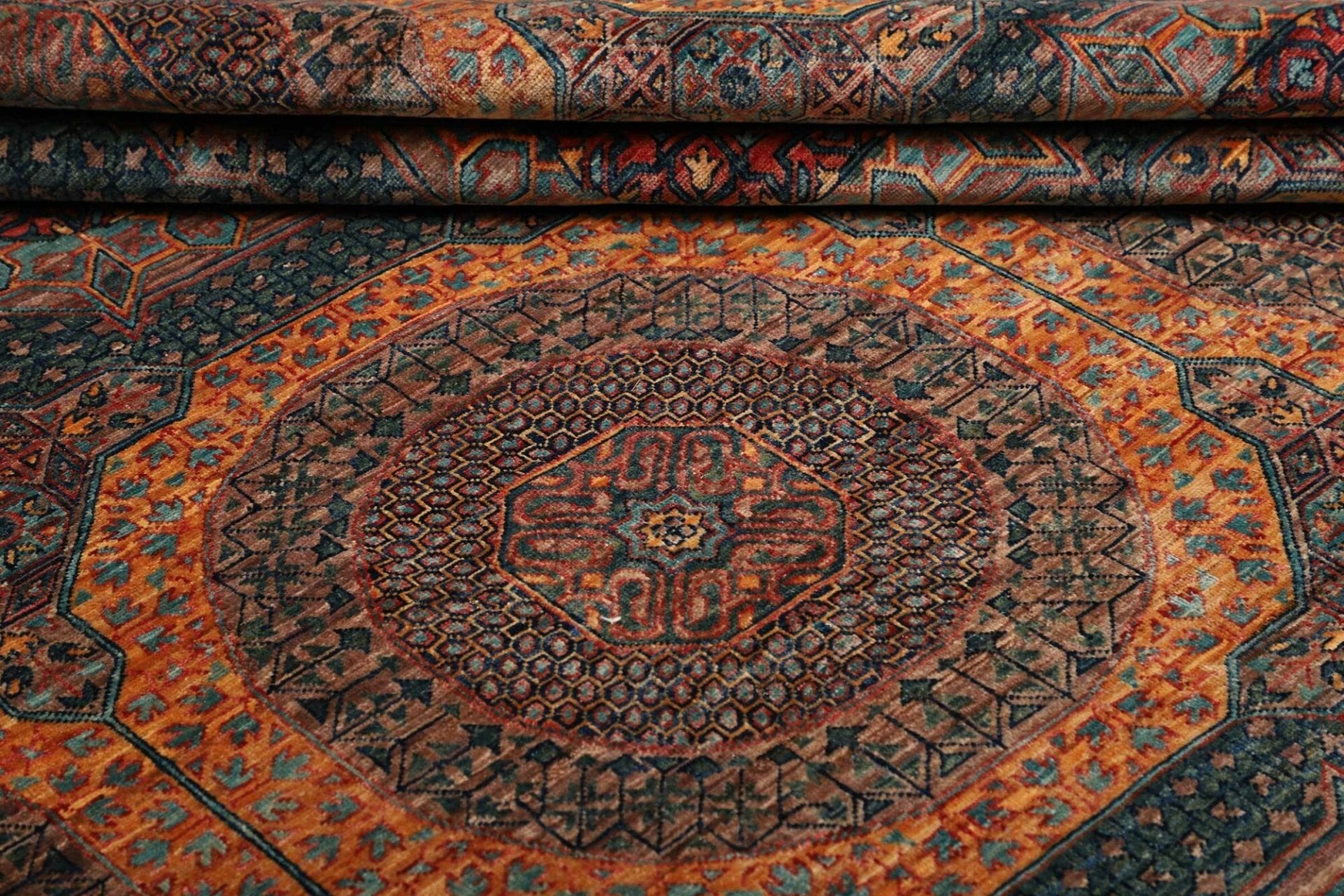 mamluk-orientteppich-247-x-306-cm-handgeknupft-seide-wolle-8 Handgeknüpfter Mamluk Orientteppich 247 × 306 cm