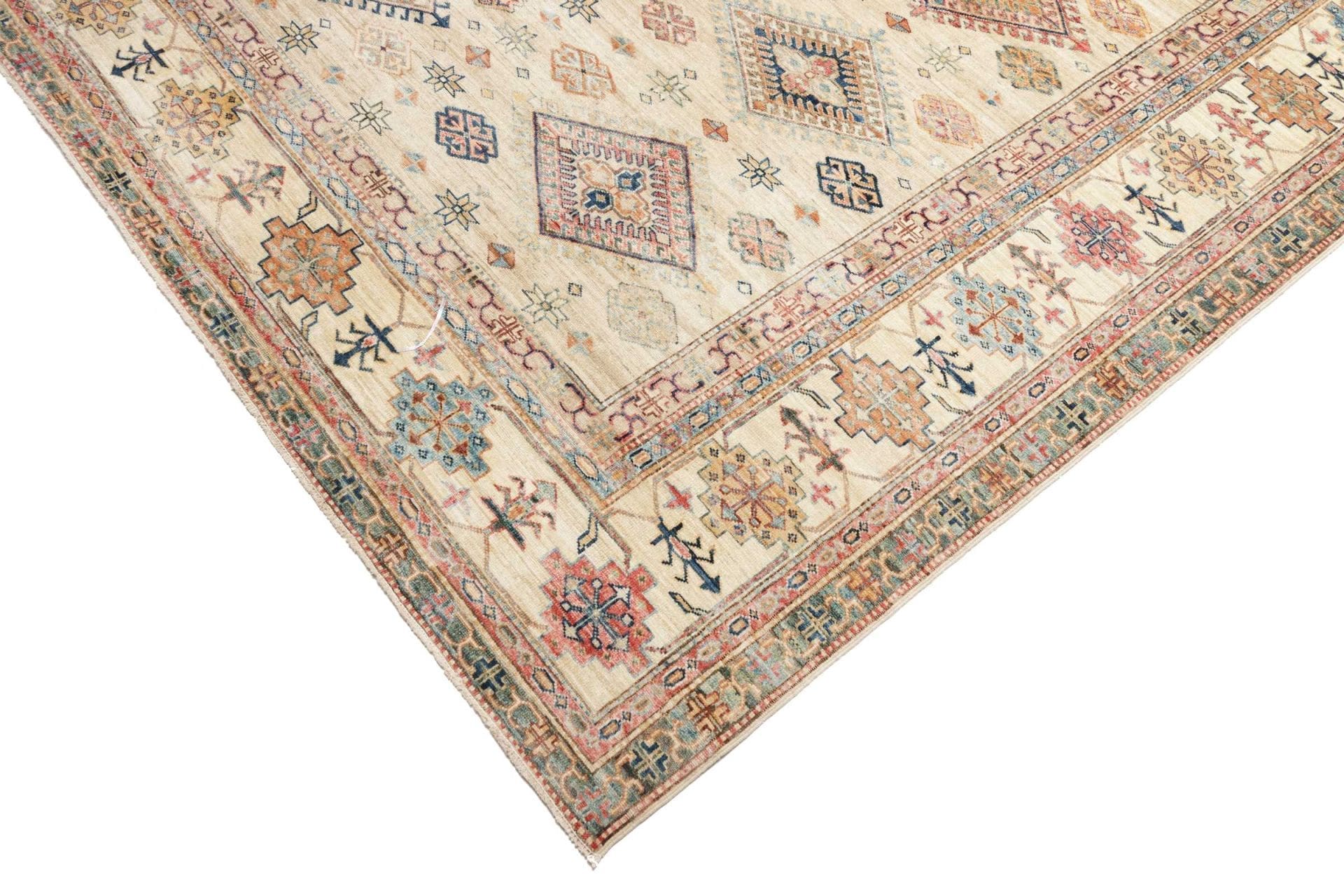 kazak-teppich-280-x-370-cm-geometrische-muster-handgeknupft-6 Handgeknüpfter Kazak Orientteppich, 280 × 370 cm, Wolle