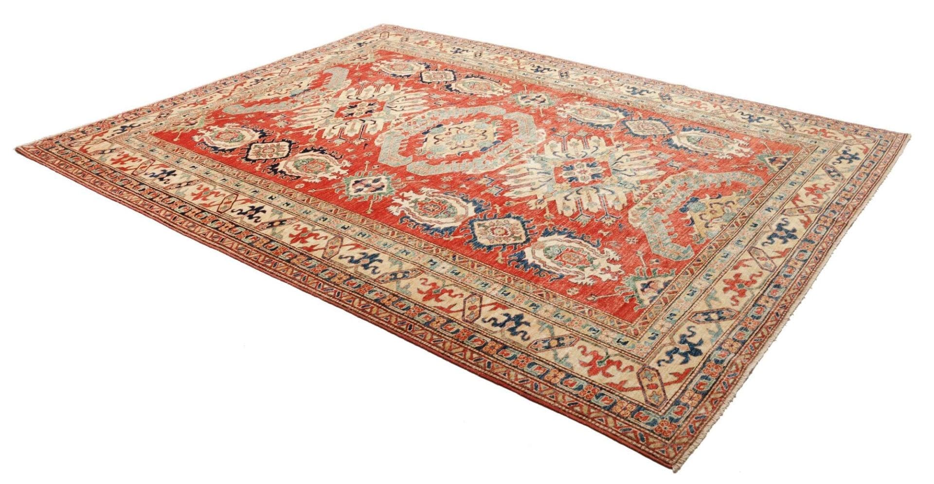 kazak-orientteppich-246-x-308-cm-geometrisch-handgeknupft-2 Handgeknüpfter Kazak Orientteppich, 246 × 308 cm, Wolle