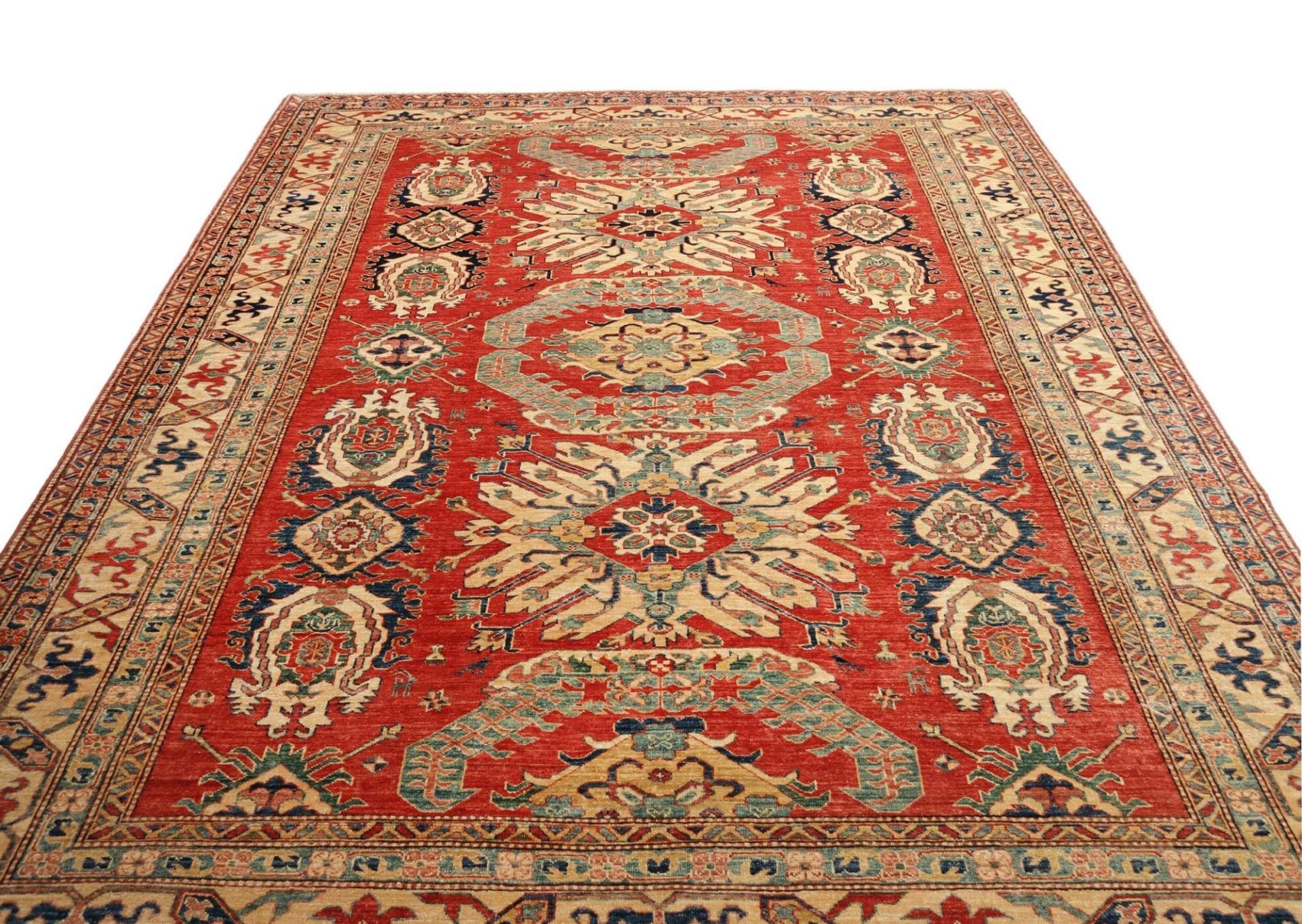 kazak-orientteppich-246-x-308-cm-geometrisch-handgeknupft-3 Handgeknüpfter Kazak Orientteppich, 246 × 308 cm, Wolle