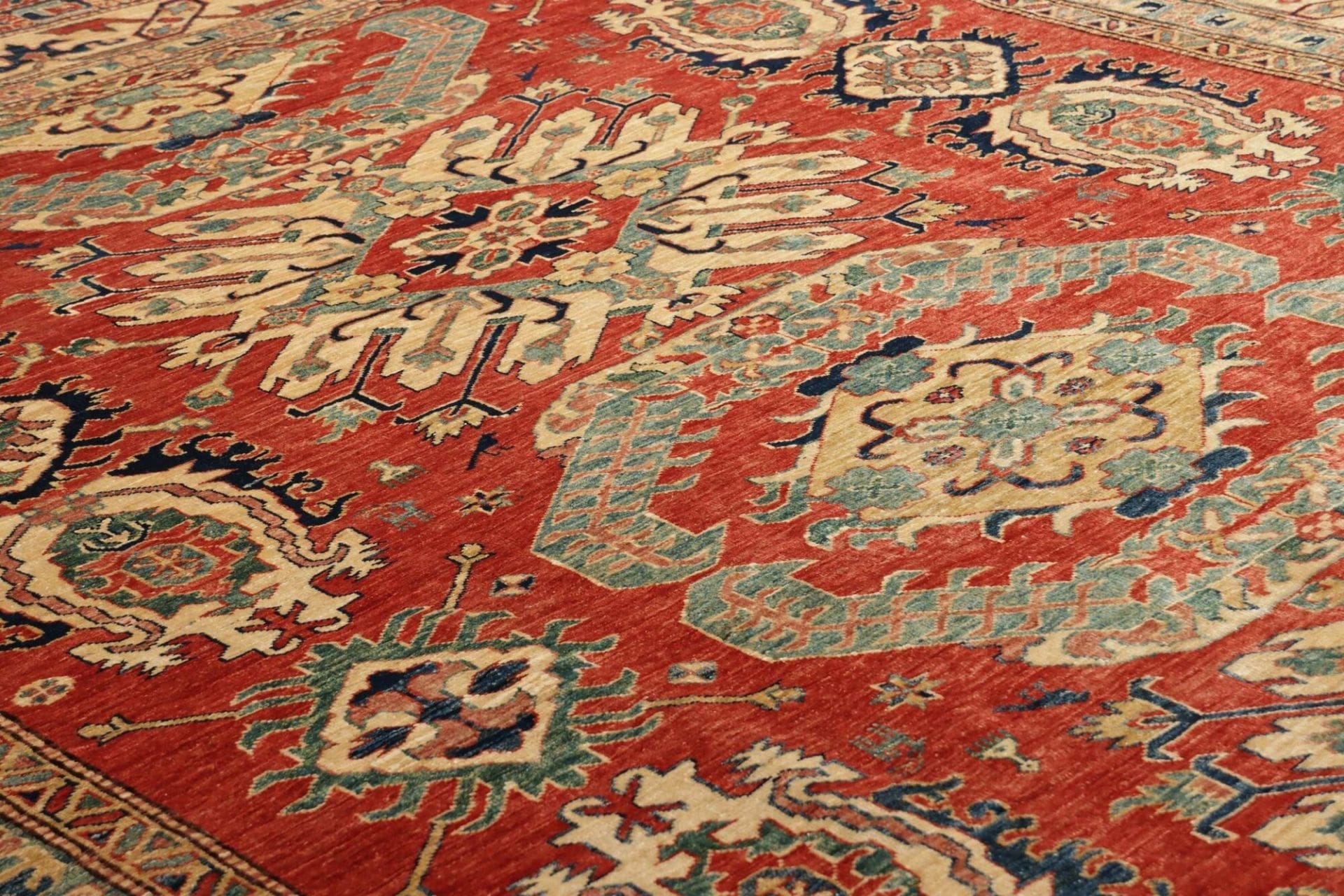 kazak-orientteppich-246-x-308-cm-geometrisch-handgeknupft-7 Handgeknüpfter Kazak Orientteppich, 246 × 308 cm, Wolle